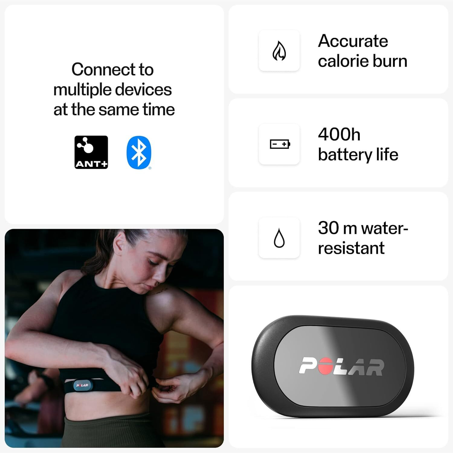 Image of Polar H9 Heart Rate Sensor Chest Strap (XS-S) (Black)