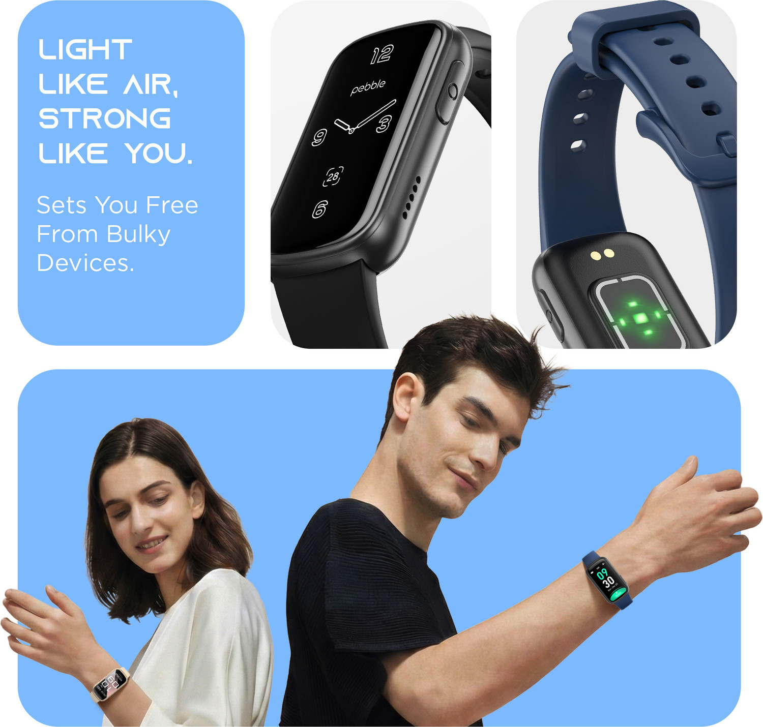 Image of Pebble Dash Fitness Band | Sleek Display, Activity & Health Tracking, Sleep Tracking