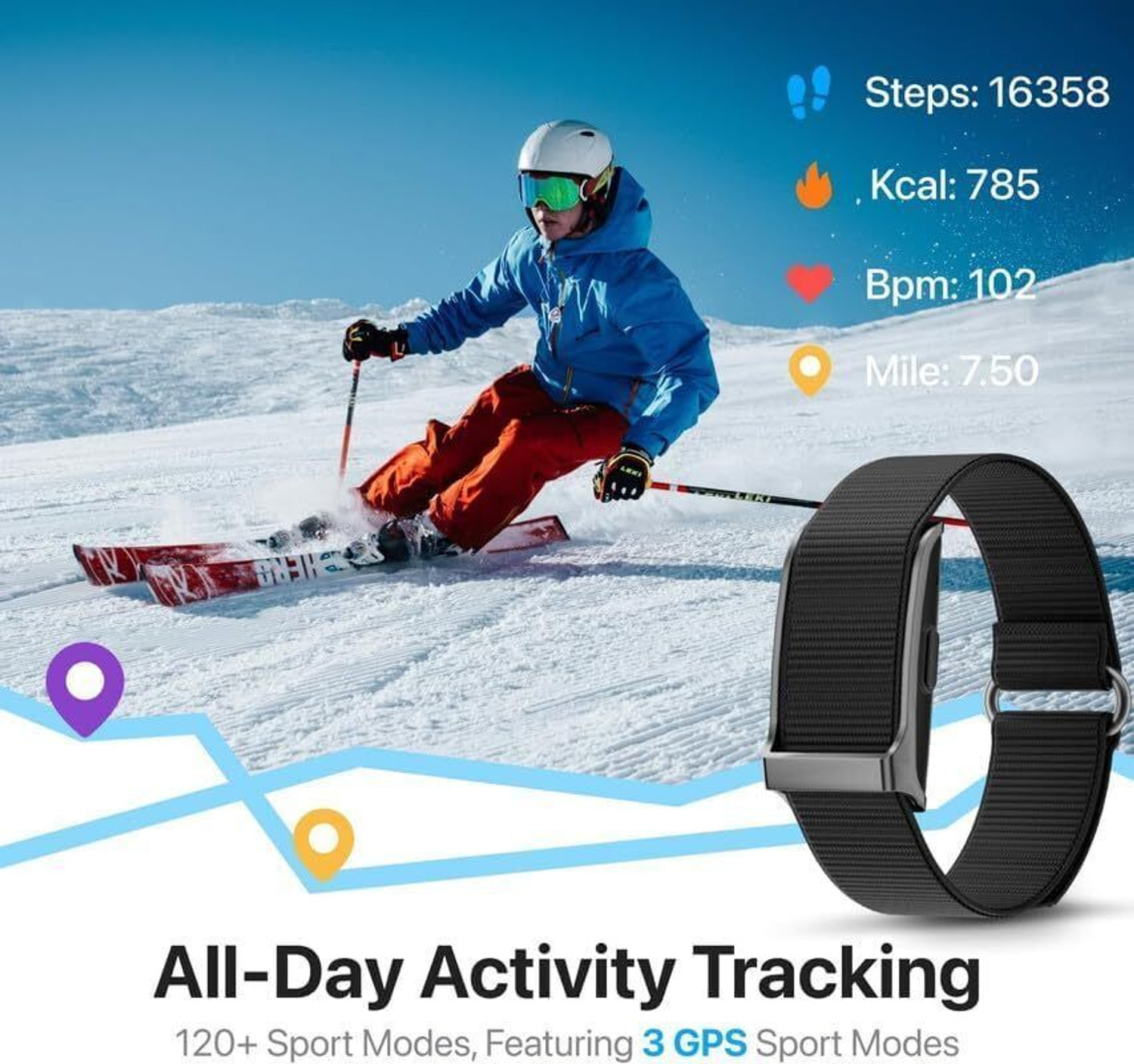 Image of StyleOxx Q2 Fitness Tracker, Heart Rate Tracking, Sleep & Stress Tracking with Free App