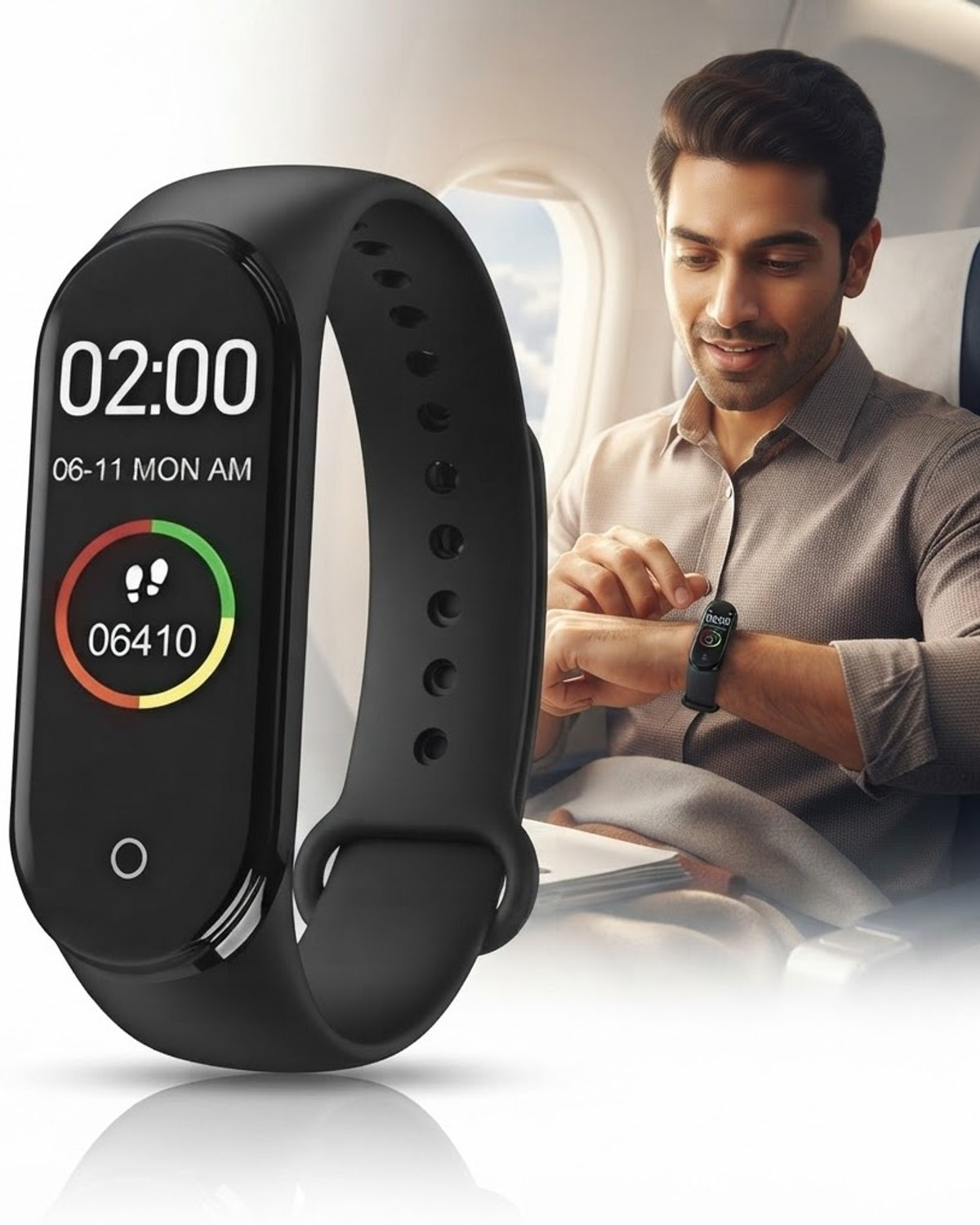 Image of DRUMSTONE Smart Wrist Band with Touch Display, Comfortable Strap, Daily Activity Tracking (Multicolor Strap, Size : Free)