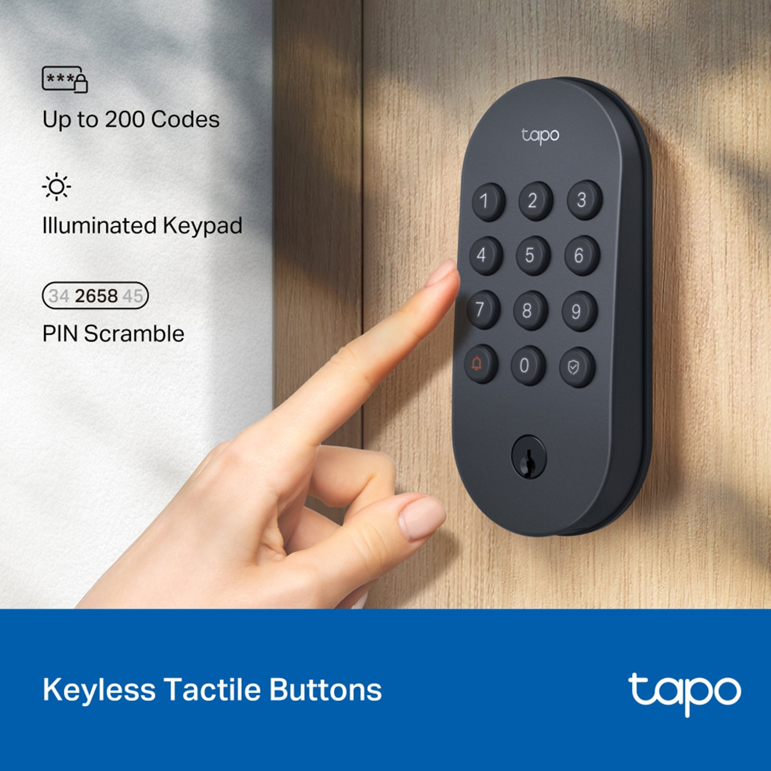 Image of TP-Link Tapo Smart Wi-Fi Door Lock Deadbolt Keyless Auto-Lock Battery Powered BHMA Certified Home Compatible DL100 Smart Door Lock