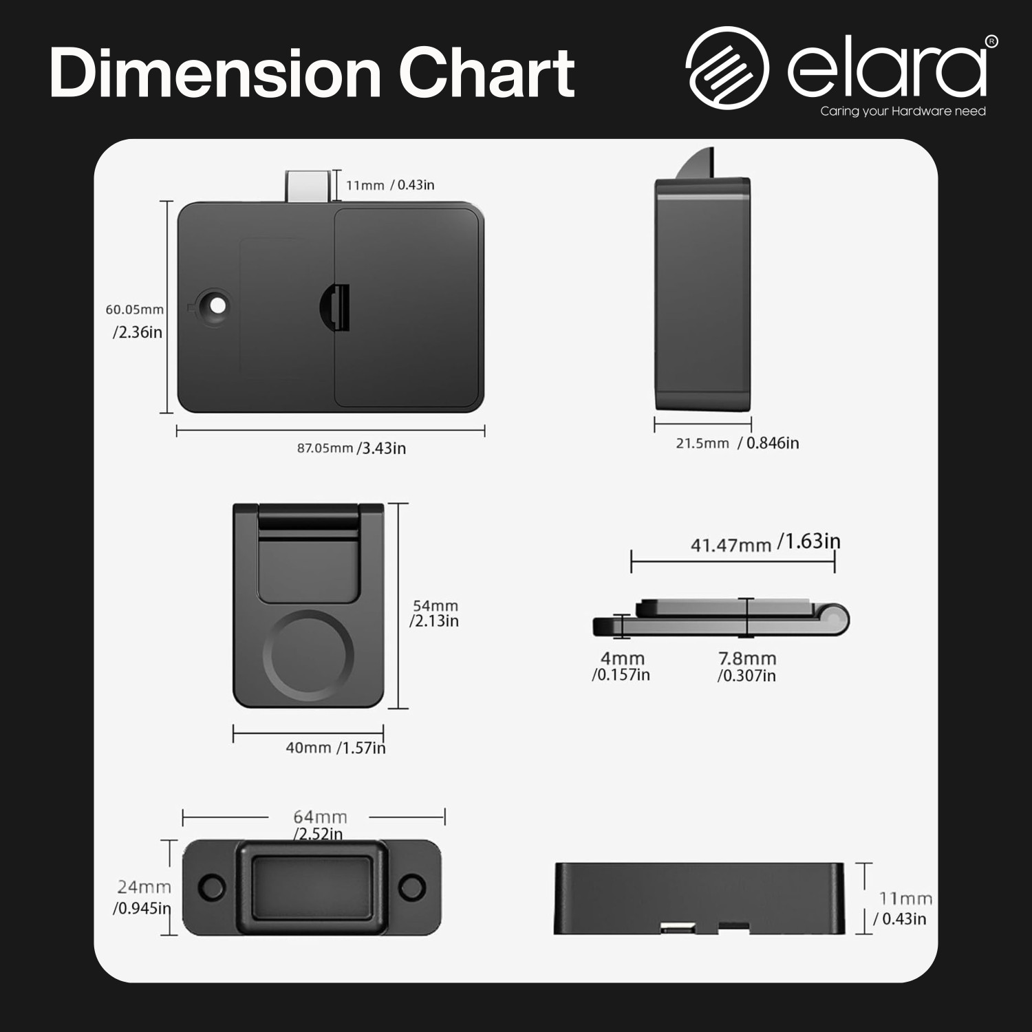 Image of Elara Elara DX-2 Smart Drawer Lock with Auto-Locking System, RFID Card Access, Low Battery Alert, Hidden Lock, Black Smart Door Lock