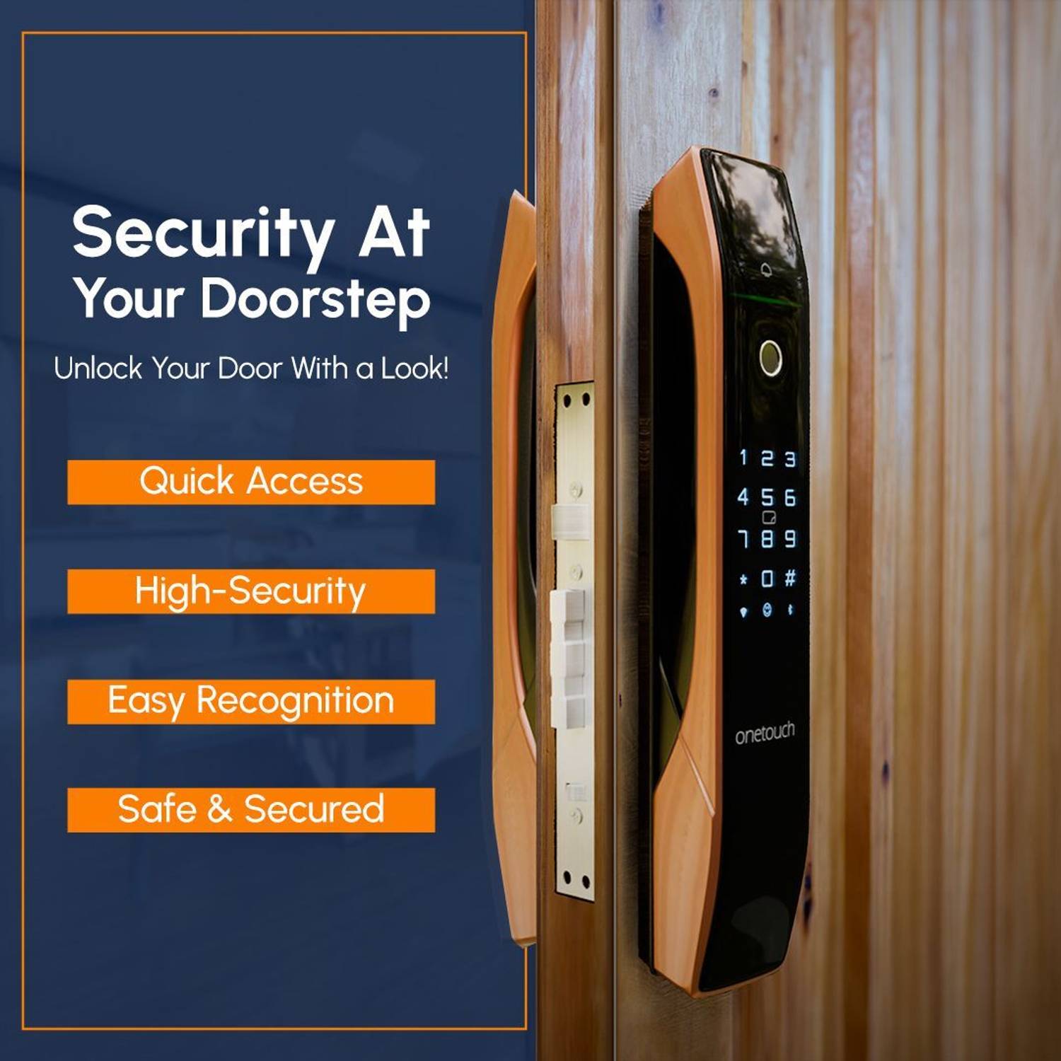 ONETOUCH OT-630 (Black) BLE Smart Door Lock Price in India - Buy