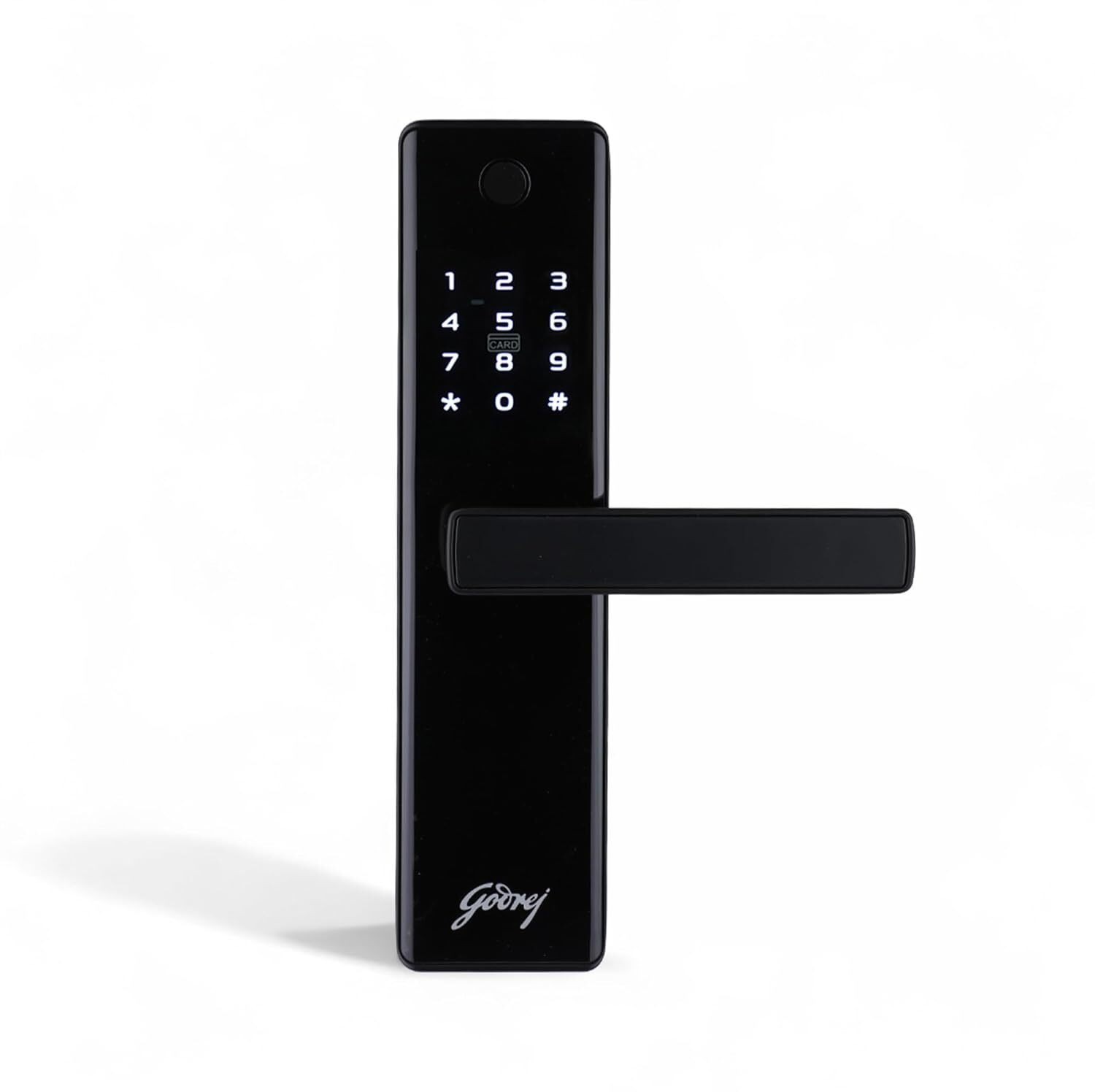 Image of Godrej Locks Digital Lock | Catus Advantage | Smart Lock for Wooden Door | 4 in 1 Access | Fingerprint | RFID | PIN Access | Mechanical Key | Matte Black Finish I 3 Year Warranty Smart Door Lock