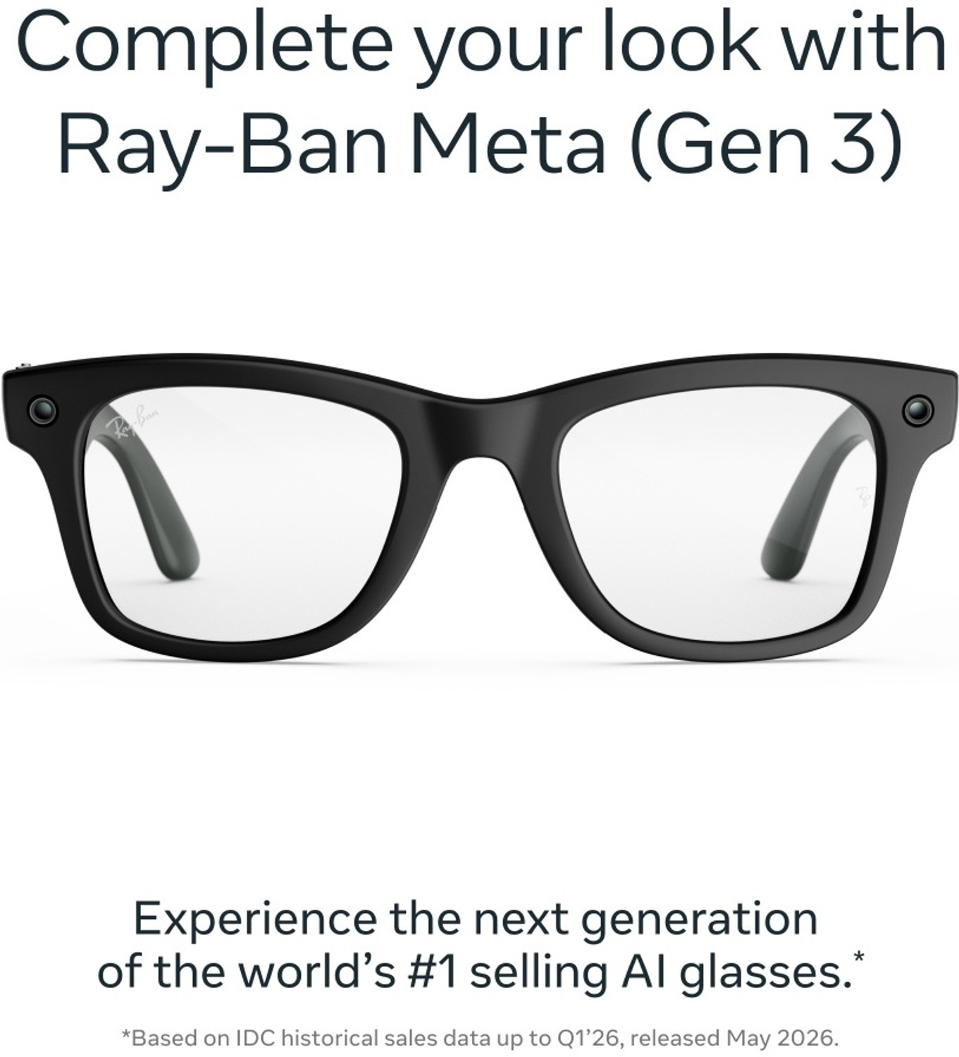 Image of Ray-Ban Meta (Gen 3) Wayfarer AI Glasses with Camera for Men, Women