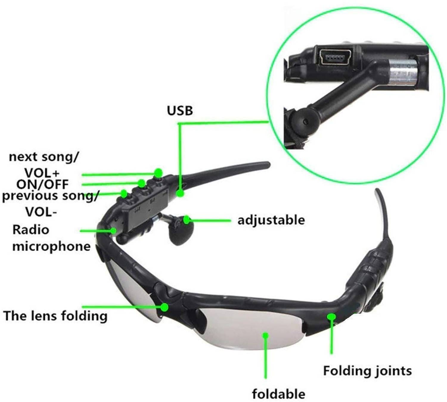 RECTITUDE Sunglasses Bluetooth Headphones with Mic - Image 3