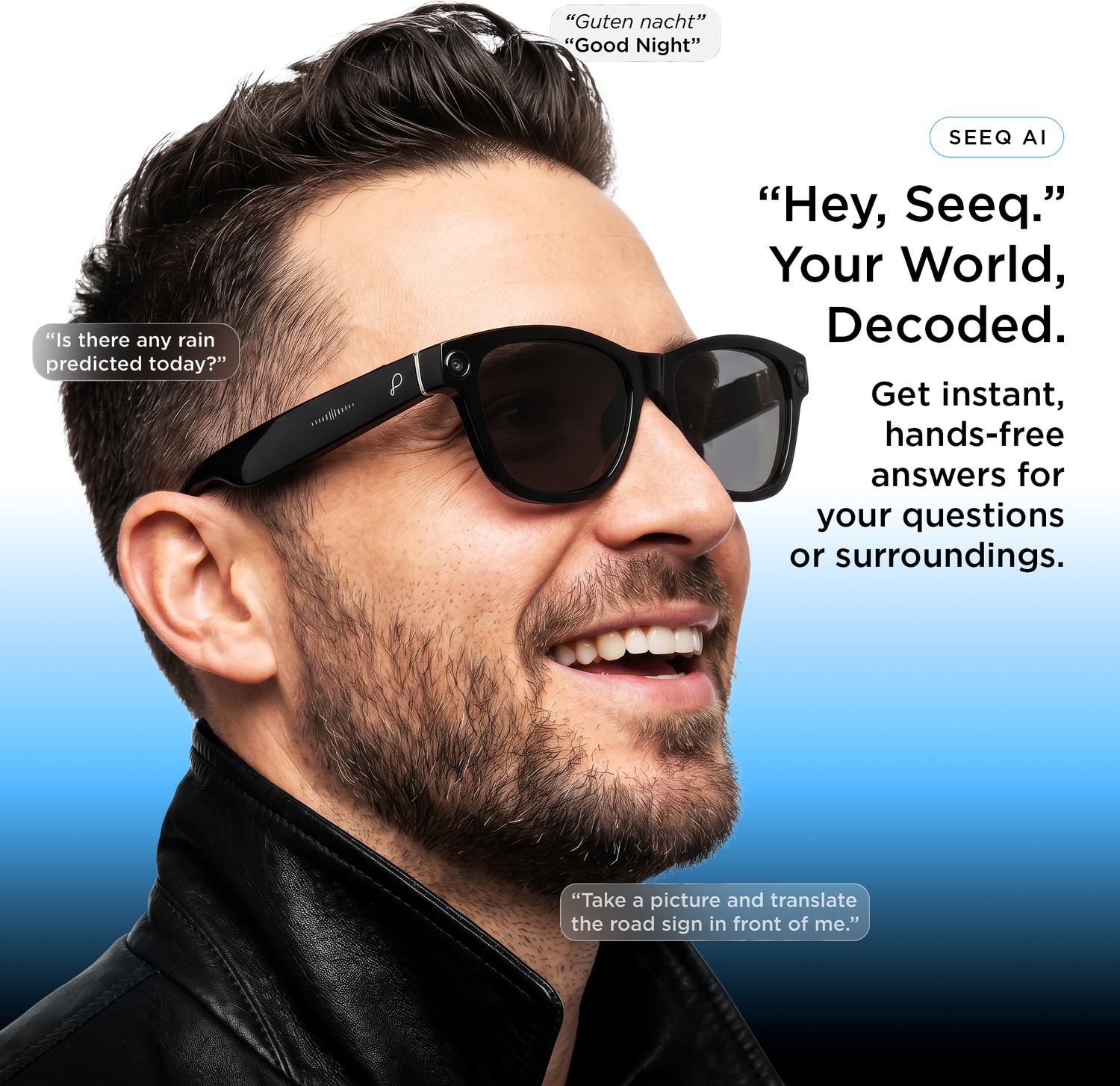 Image of Pebble SeeQ Smart AI Glasses 8MP Ultra HD Camera, Touch Control, OpenWaveX TM