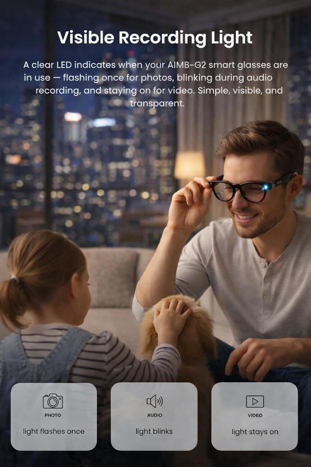 Image of TULUA AI Camera Smart Glasses, 8MP, HD, Photo & Video, Bluetooth, Voice Translation
