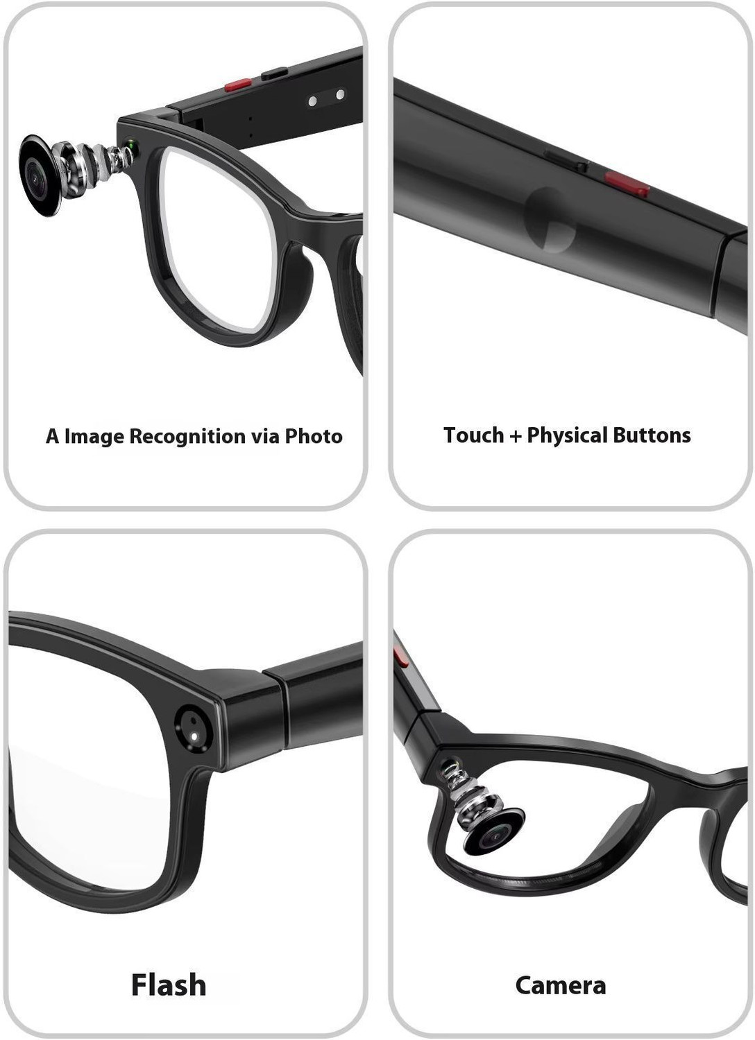 Image of TULUA AI Camera Smart Glasses, 8MP, HD, Photo & Video, Bluetooth, Voice Translation