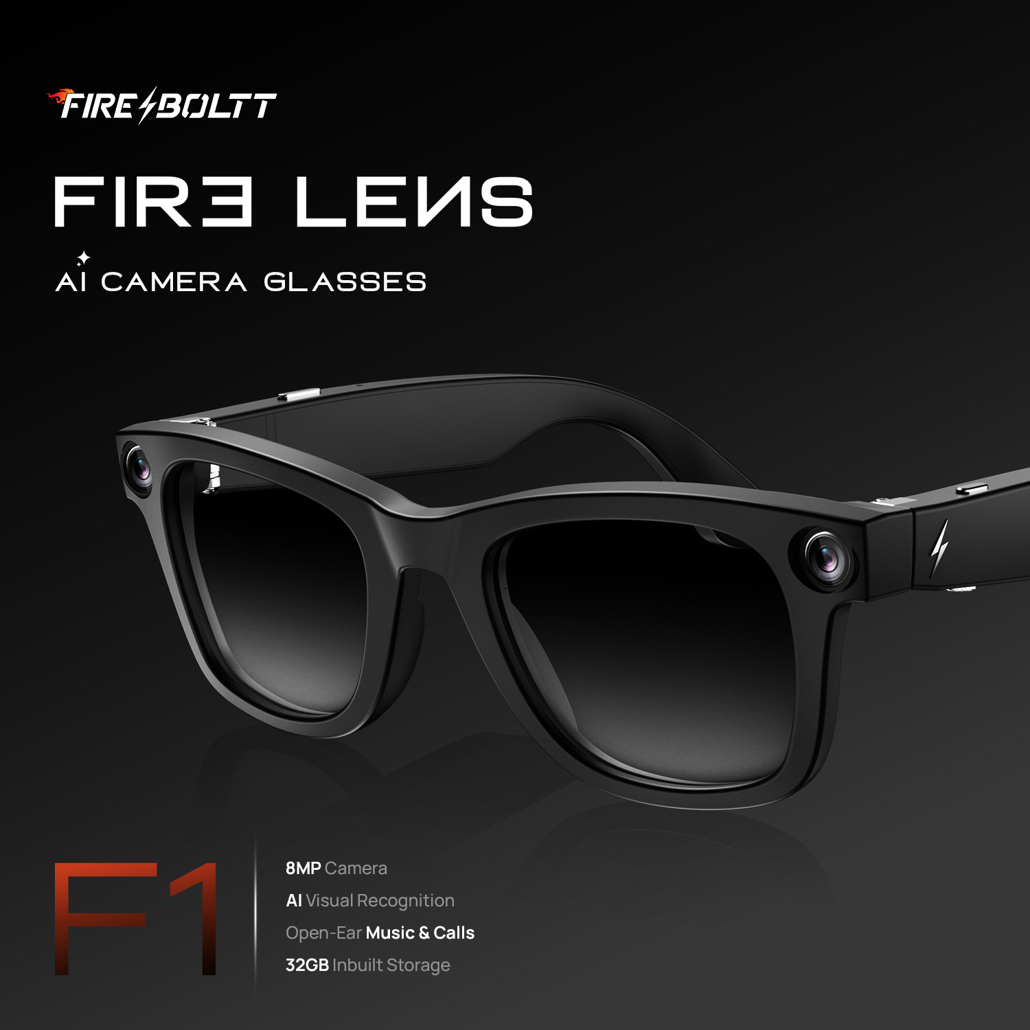 Image of Fire-Boltt Fire-Lens F1 AI Camera Smart Glasses | 8MP | Hands-Free Photo & Video |Vision AI