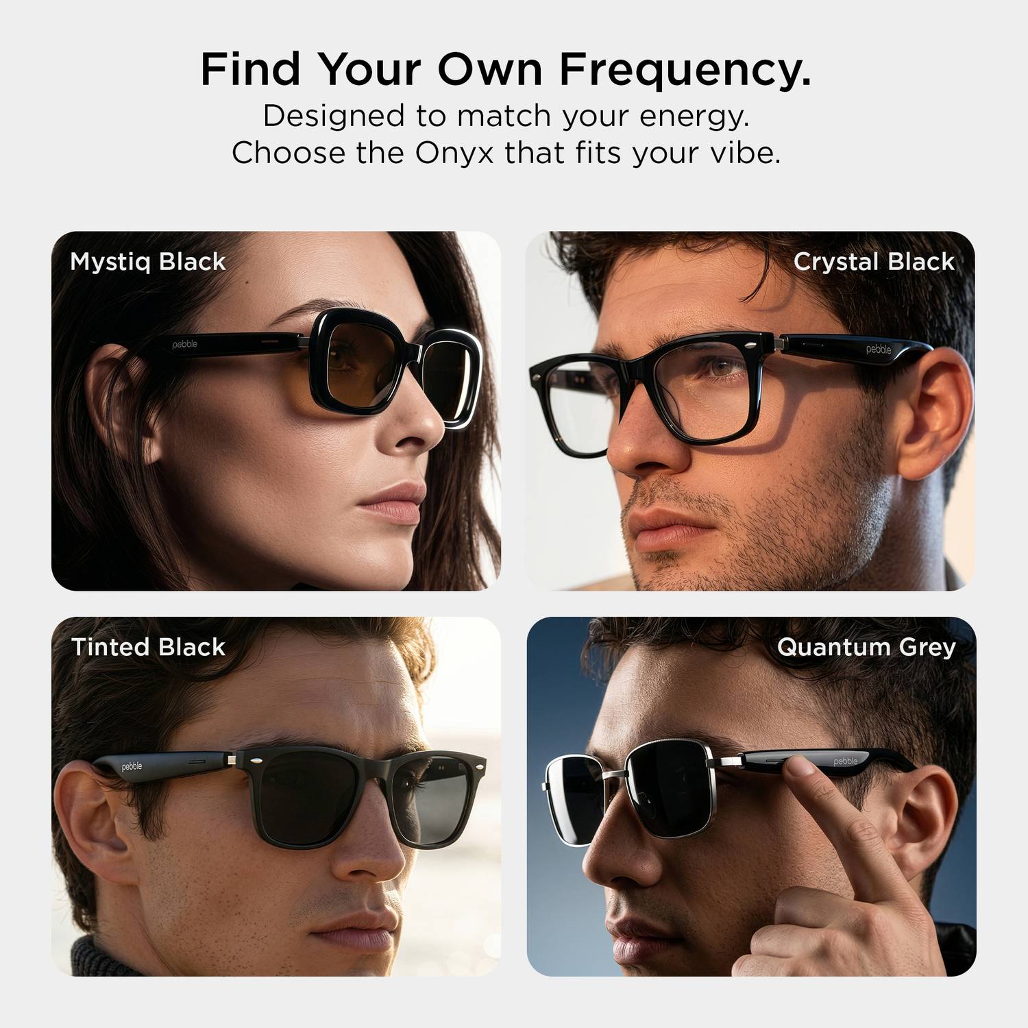 Pebble Onyx Open-Ear Wireless Smart Glasses Black - Image 4