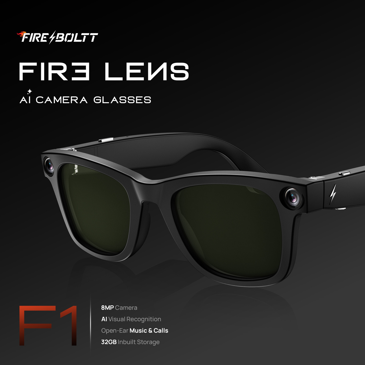 Image of Fire-Boltt Fire-Lens F1 AI Camera Smart Glasses | 8MP | Hands-Free Photo & Video |Vision AI