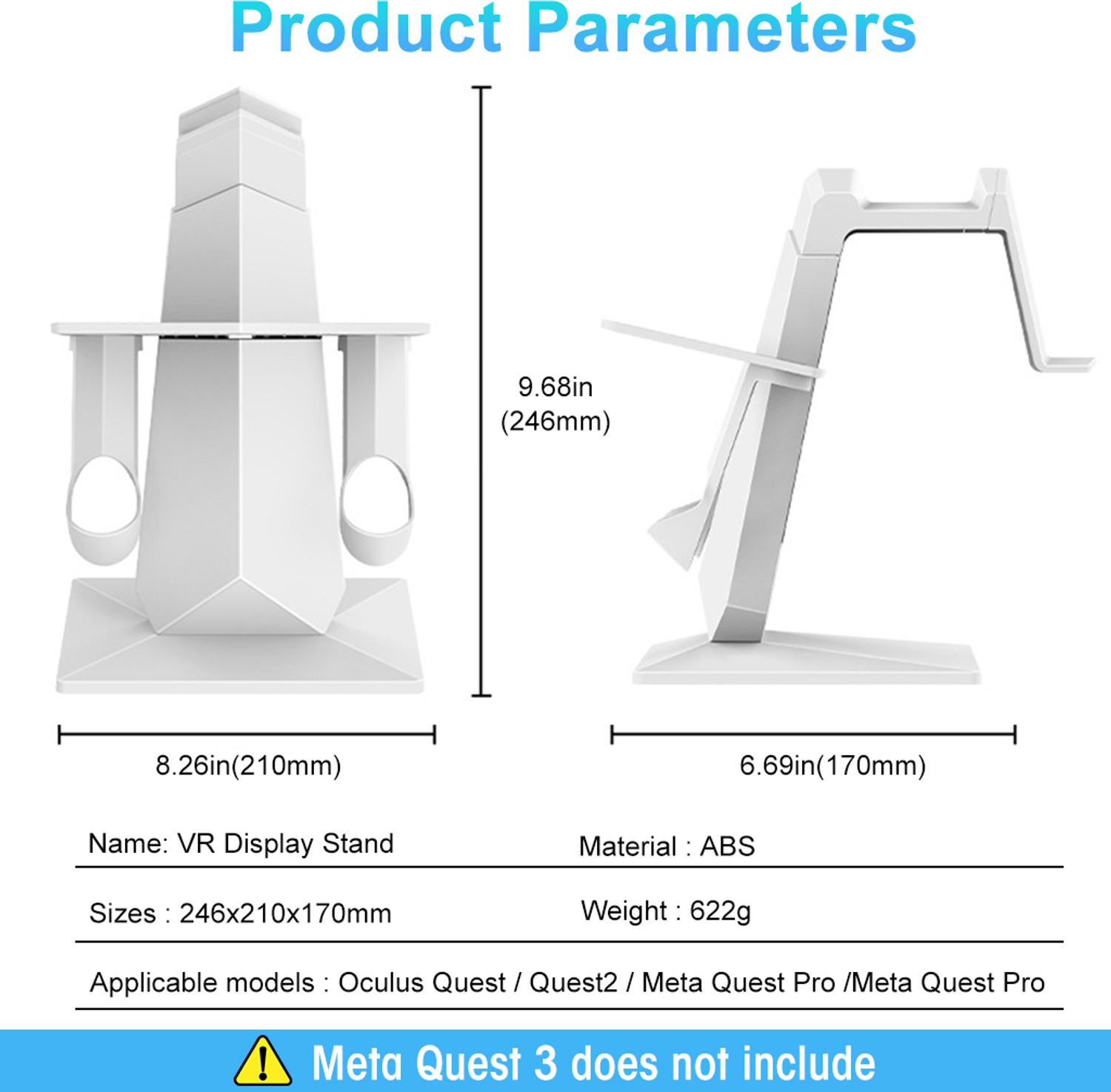 Image of Zorbes VR Display Stand for Meta Quest 3, VR Glasses Storage Stand Non-Slip Desktop