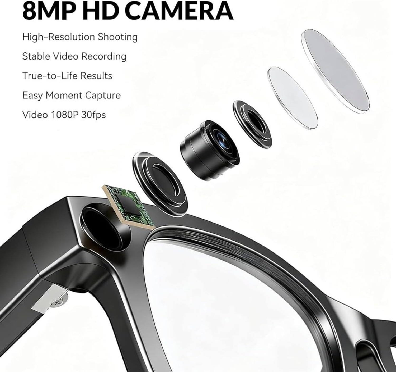 Image of TULUA G2 AI Camera Smart Glasses, 8MP,HD, Photo&Video, Bluetooth,Voice Translation m21