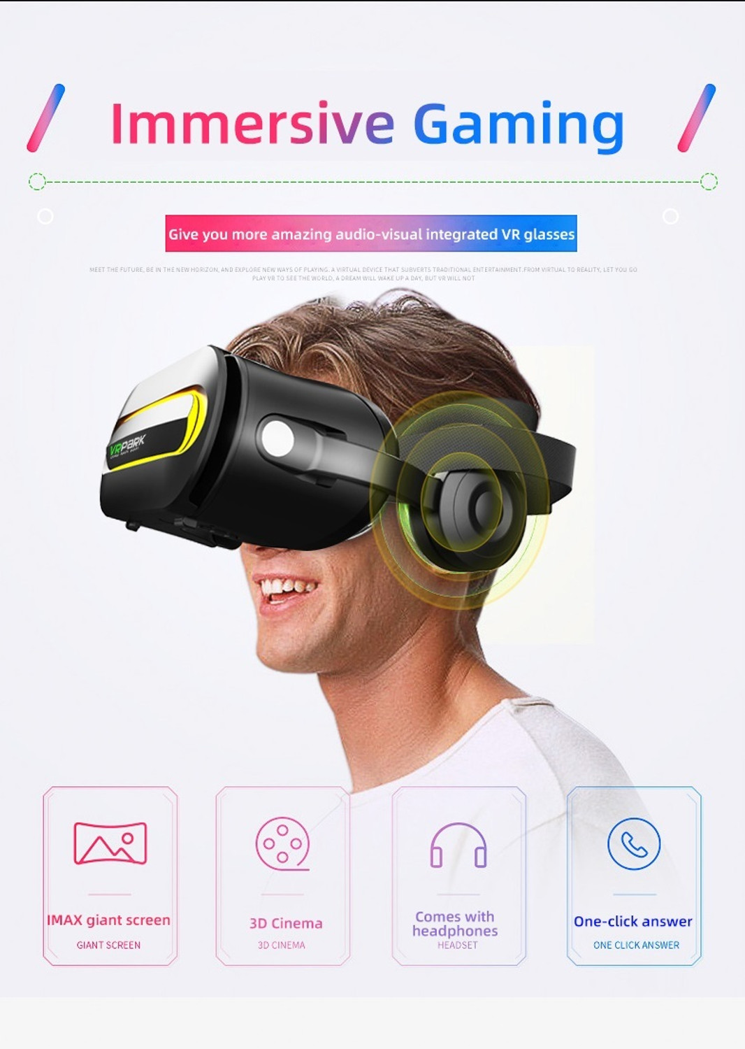 Image of Orlov VRPARK VR Headset with Headphones & Bluetooth Remote for Mobile Gaming