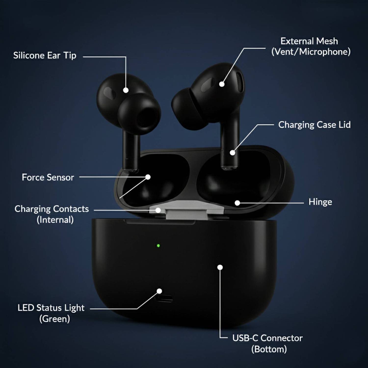 AWD Airpods 2nd Gen Latest Black Earbuds Premium Quality BLK/Bud