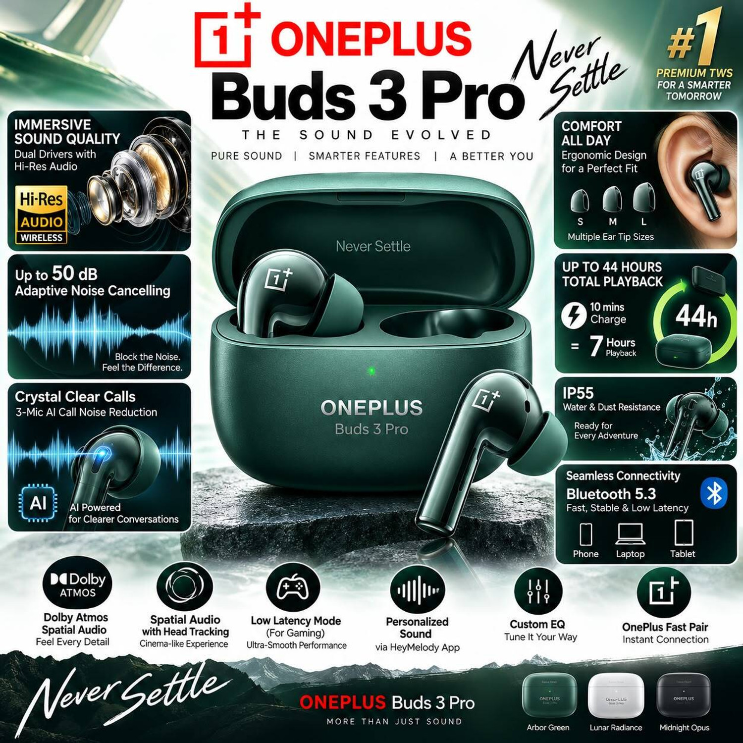 Image of ONEPLUS Nord buds 3 Pro earbuds Smart Headphones