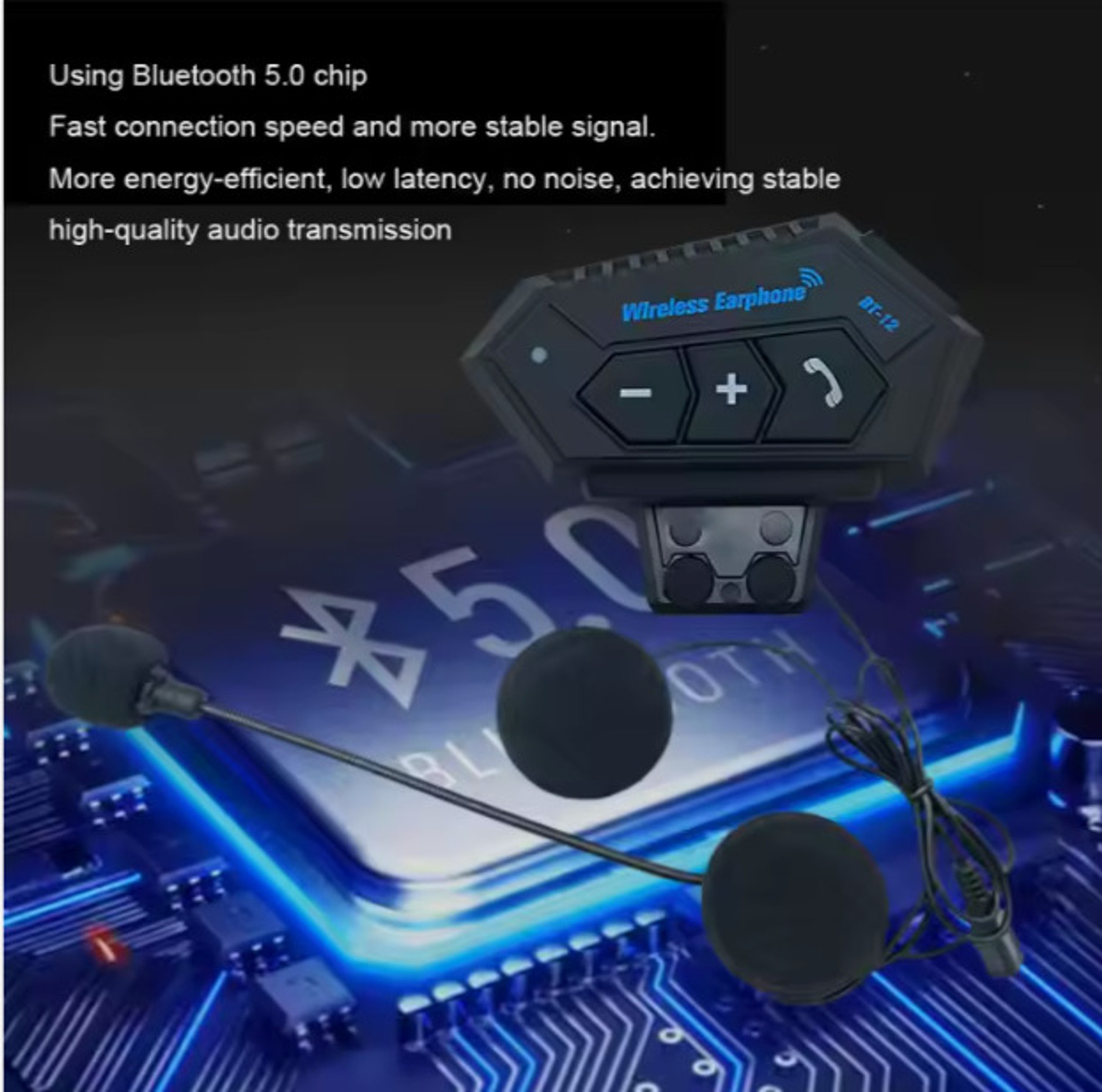 Image of Cubonic BT12 On-Ear Helmet Wireless Dual Earphone Bluetooth Calling and Music Smart Headphones