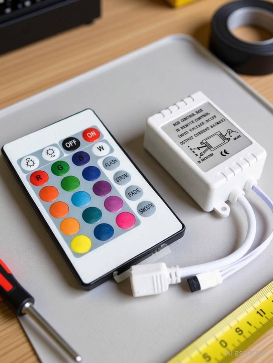 BALRAMA DC 9V-12V 24 Key RGB LED Controller Light Strip IR Remote Controller 2835 5050 6 A One Way Electrical Switch