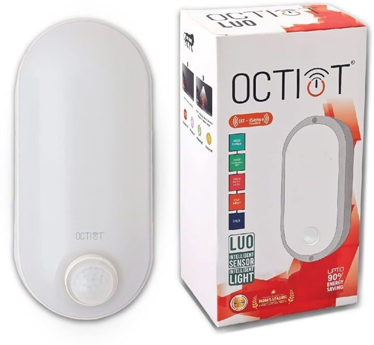 Image of OCTIOT OCT-XLUO Motion Sensor Light Outdoor IP65 12W PIR Sensor Bulkhead Light, 6500K Smart Sensor Light