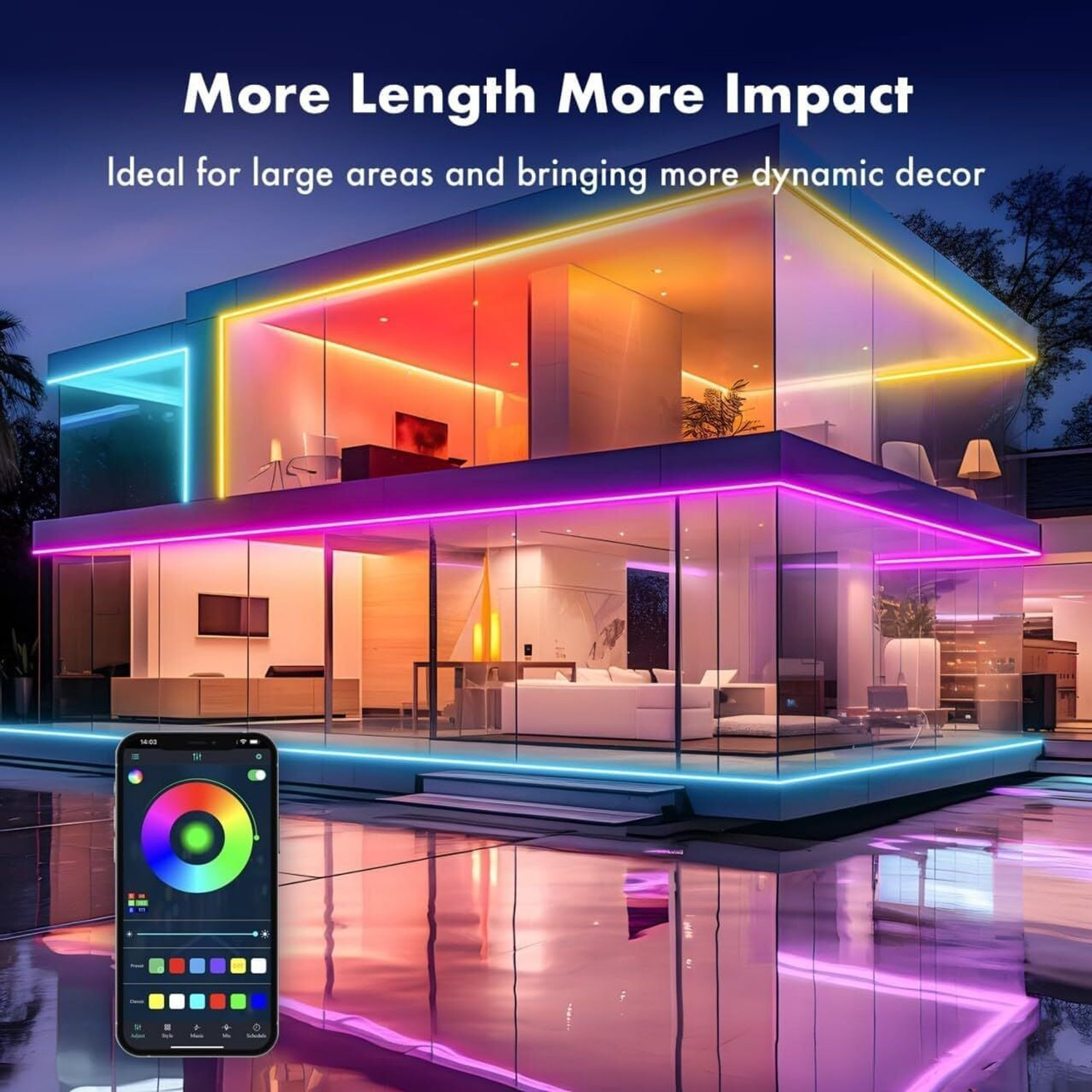 Image of JOYGESTURE Neon Rope Lights | RGB LED Strip Lights | App Control Smart Neon Strip Lights Light Strip