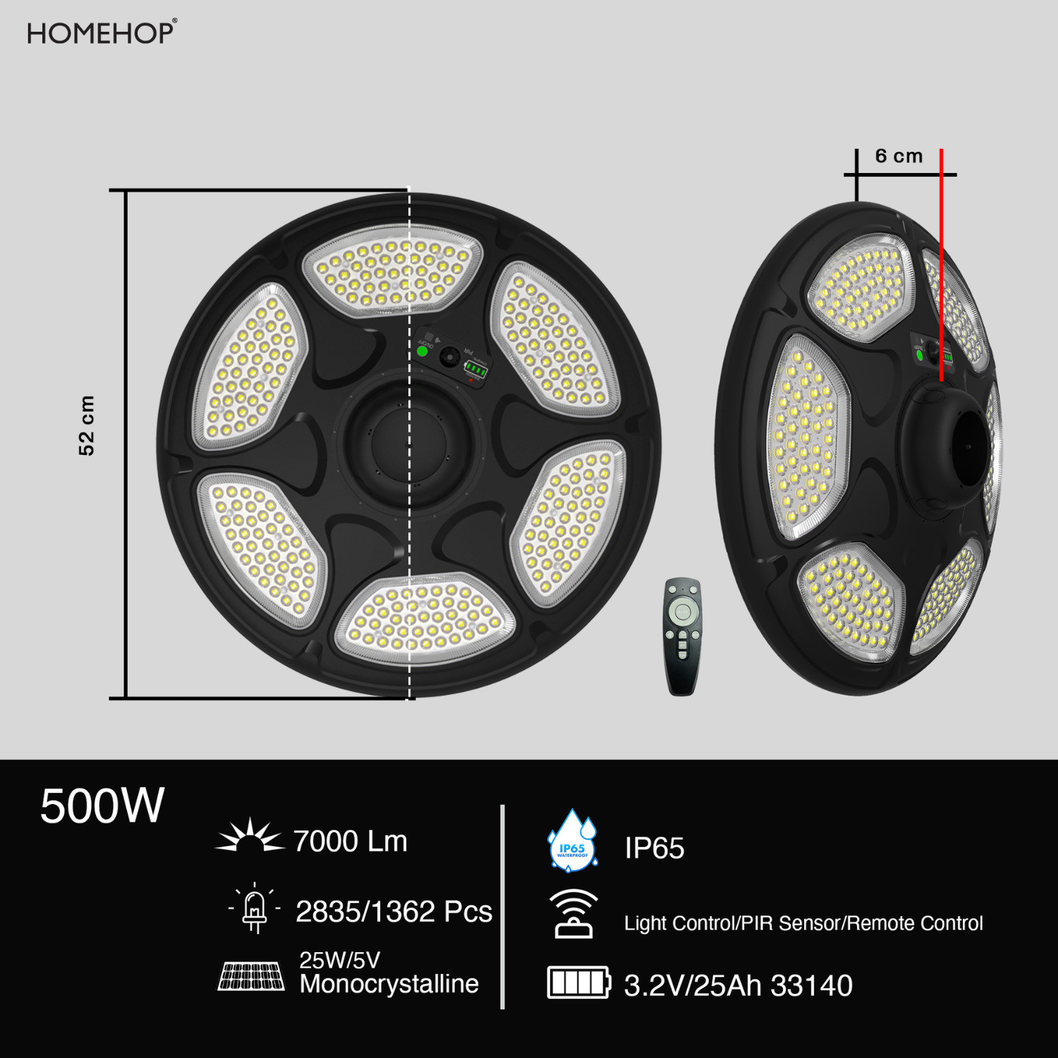 Image of Homehop Solar 250WLED Wireless Sensor UFO Street Lights Automatic Lamp for Home Garden Motion Sensor Light