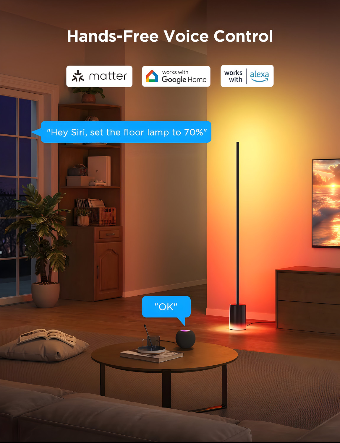 Image of Govee Floor Lamp 2 with Matter, RGBIC, Warm Cool White LED