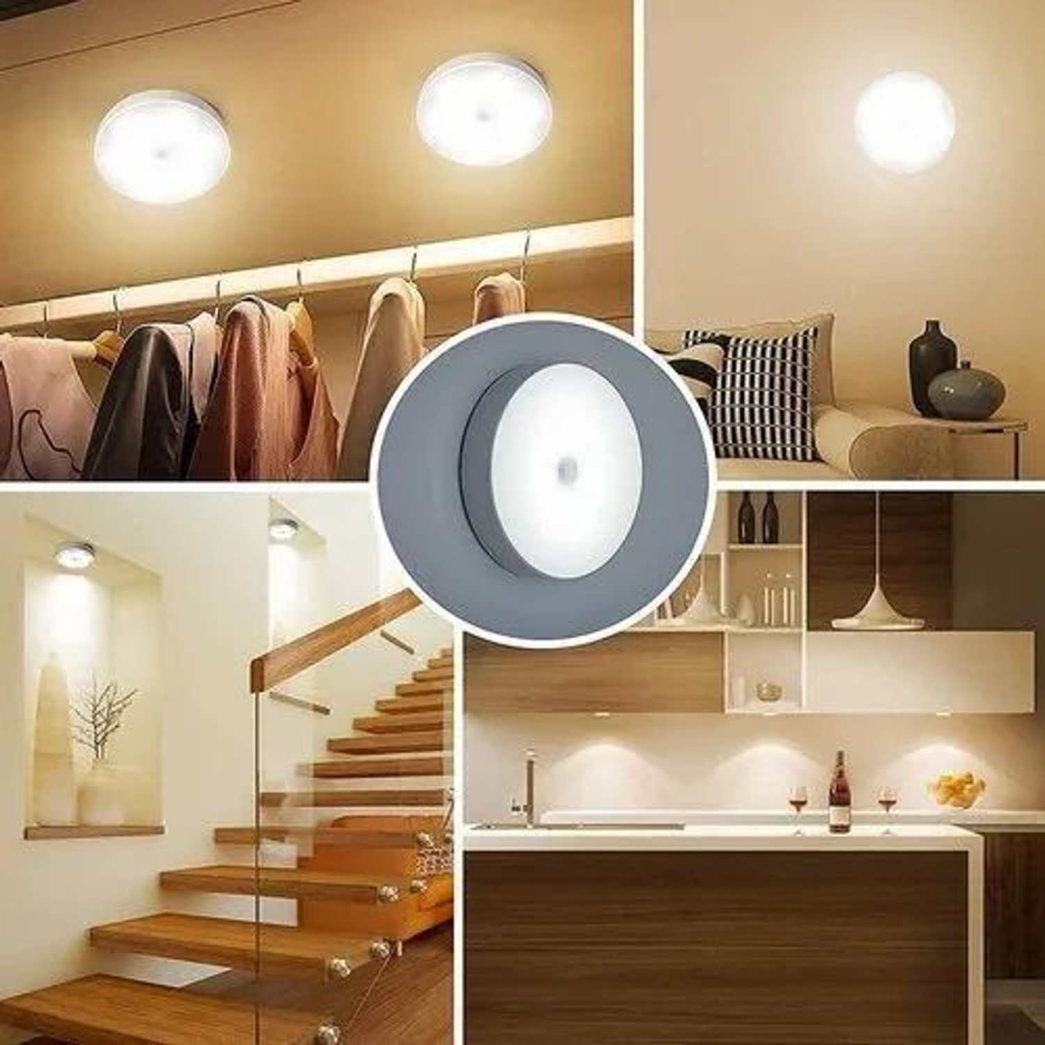 Image of Broistan Rechargebale LED Motion Sensor Cabinet Night Light Pack of 3 (Cool White) Motion Sensor Light
