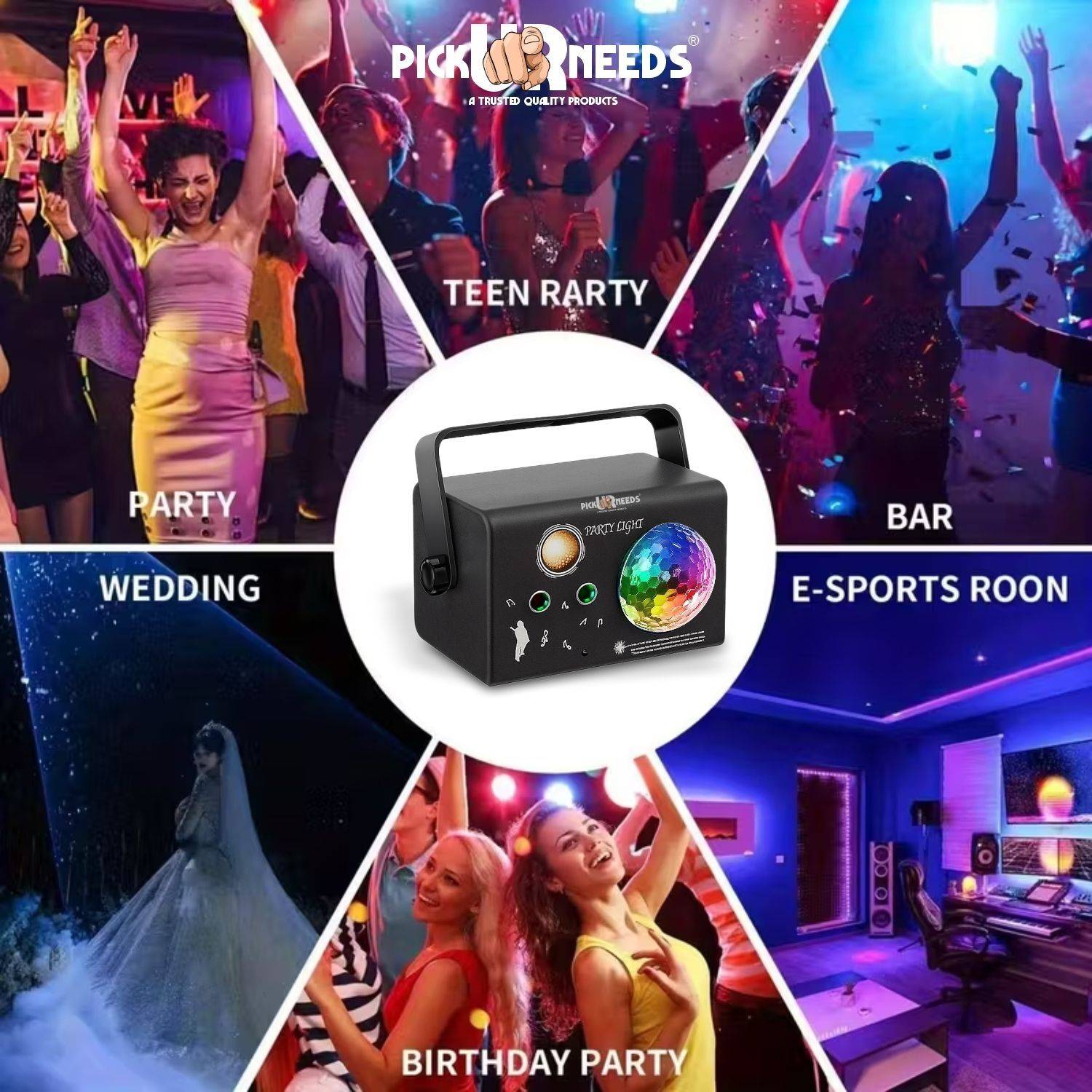 Pick Ur Needs Disco Party DJ Lights with Remote- Sound Activated