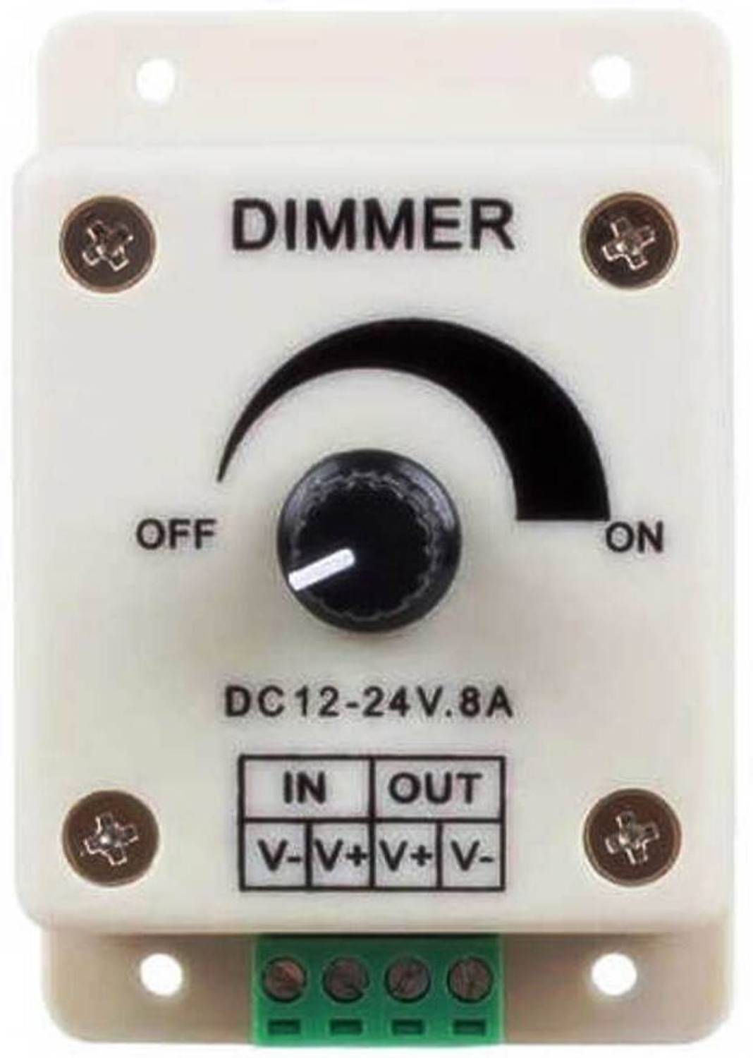 BALRAMA 12V-24V 8A Adjustable Dimmer Switch PWM Dimming Controller for Single LED Strip 100 Watts Computer PSU with 4 SATA Cables