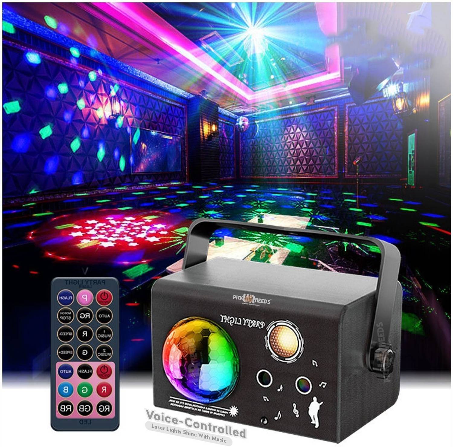 Pick Ur Needs Disco Party DJ Lights with Remote- Sound Activated