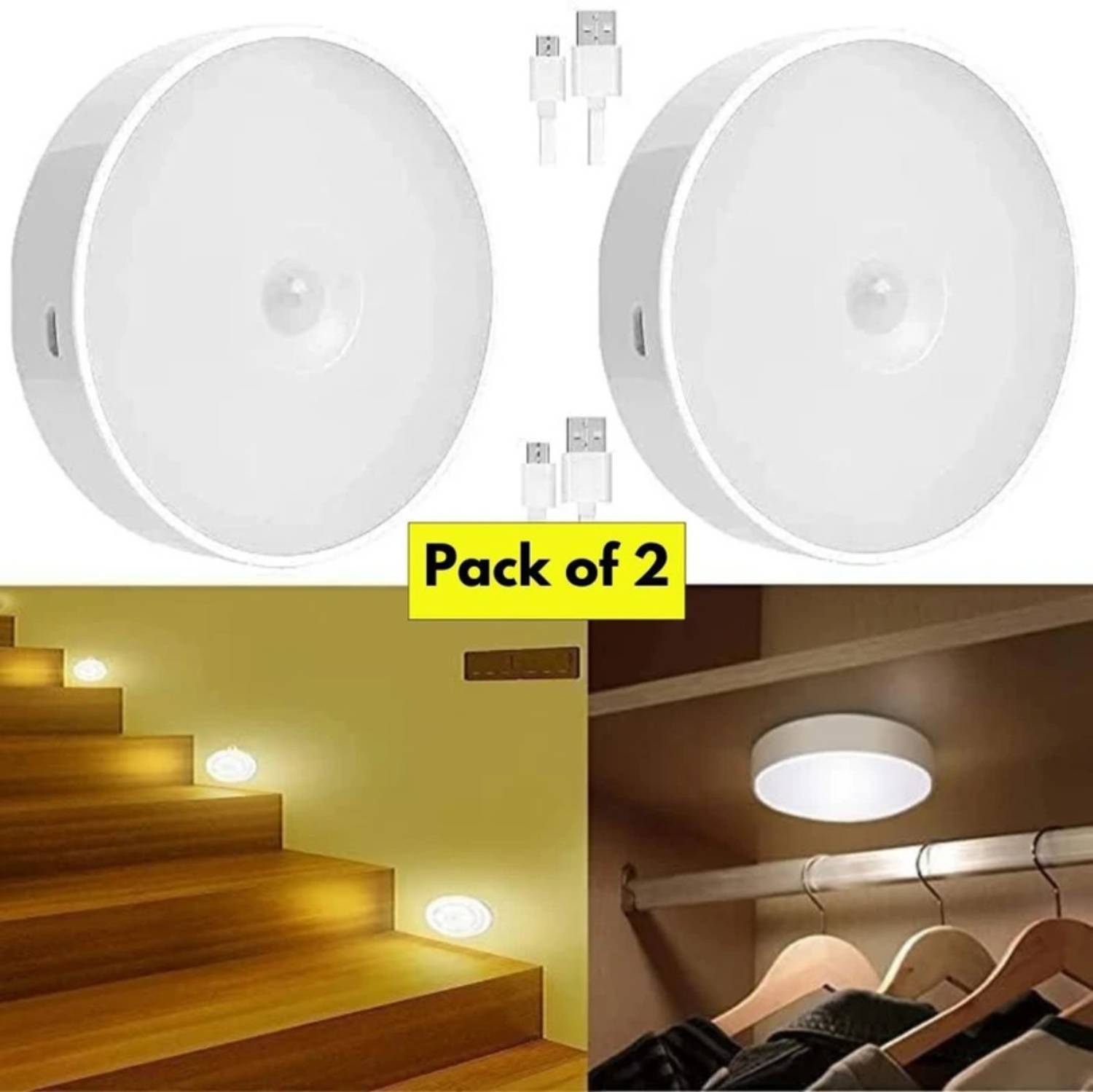 VCR ENTERPRISE Pack of 2 Rechargeable Wireless Motion Sensor LE