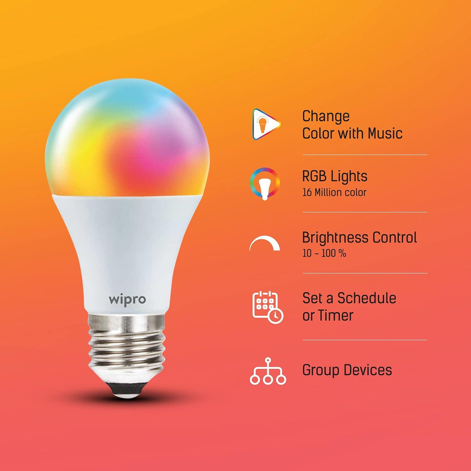 Image of Wipro Garnet 9W E27 Smart Bulb Smart Bulb