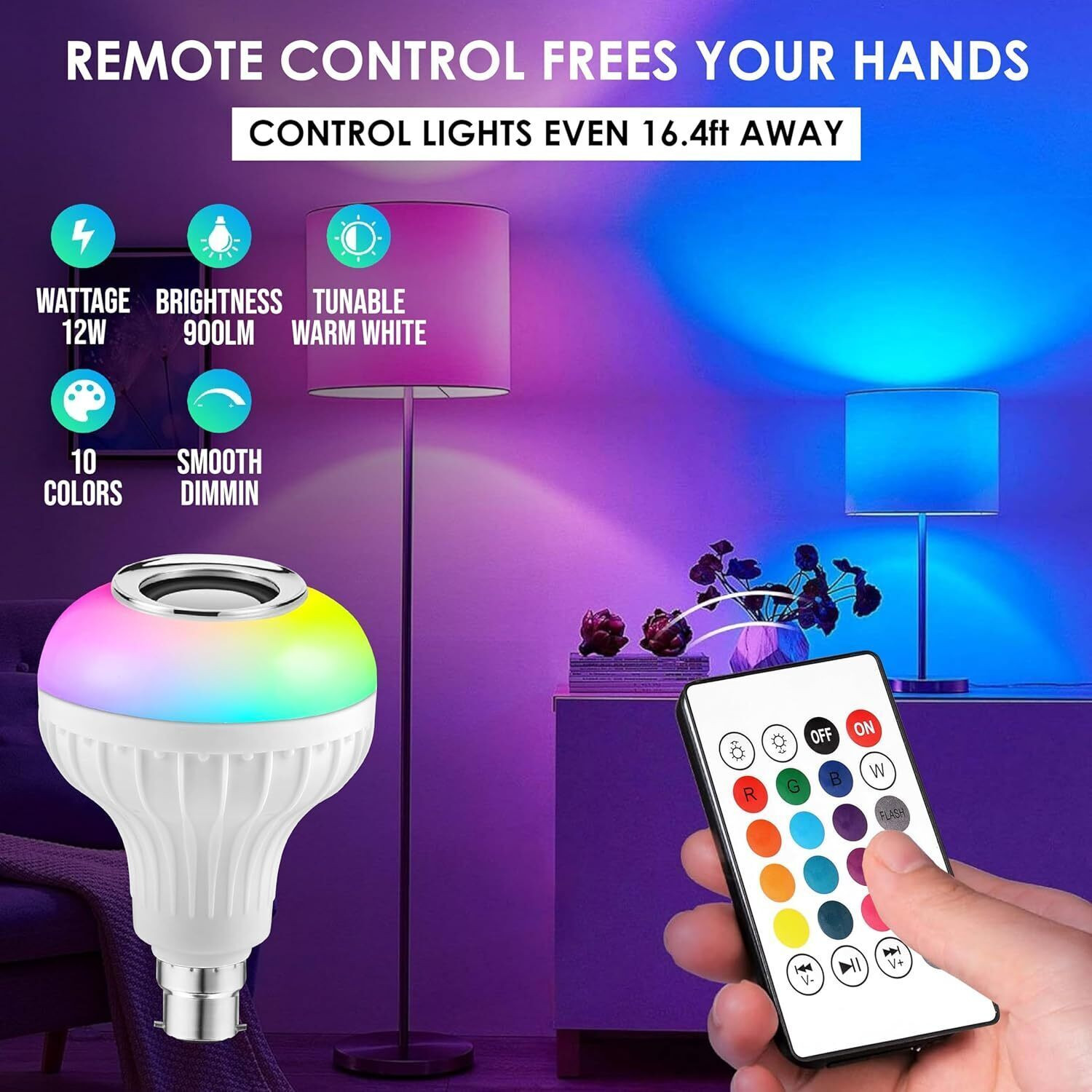 Image of REXBURG 220 W Bluetooth Round B24 LED Bulb