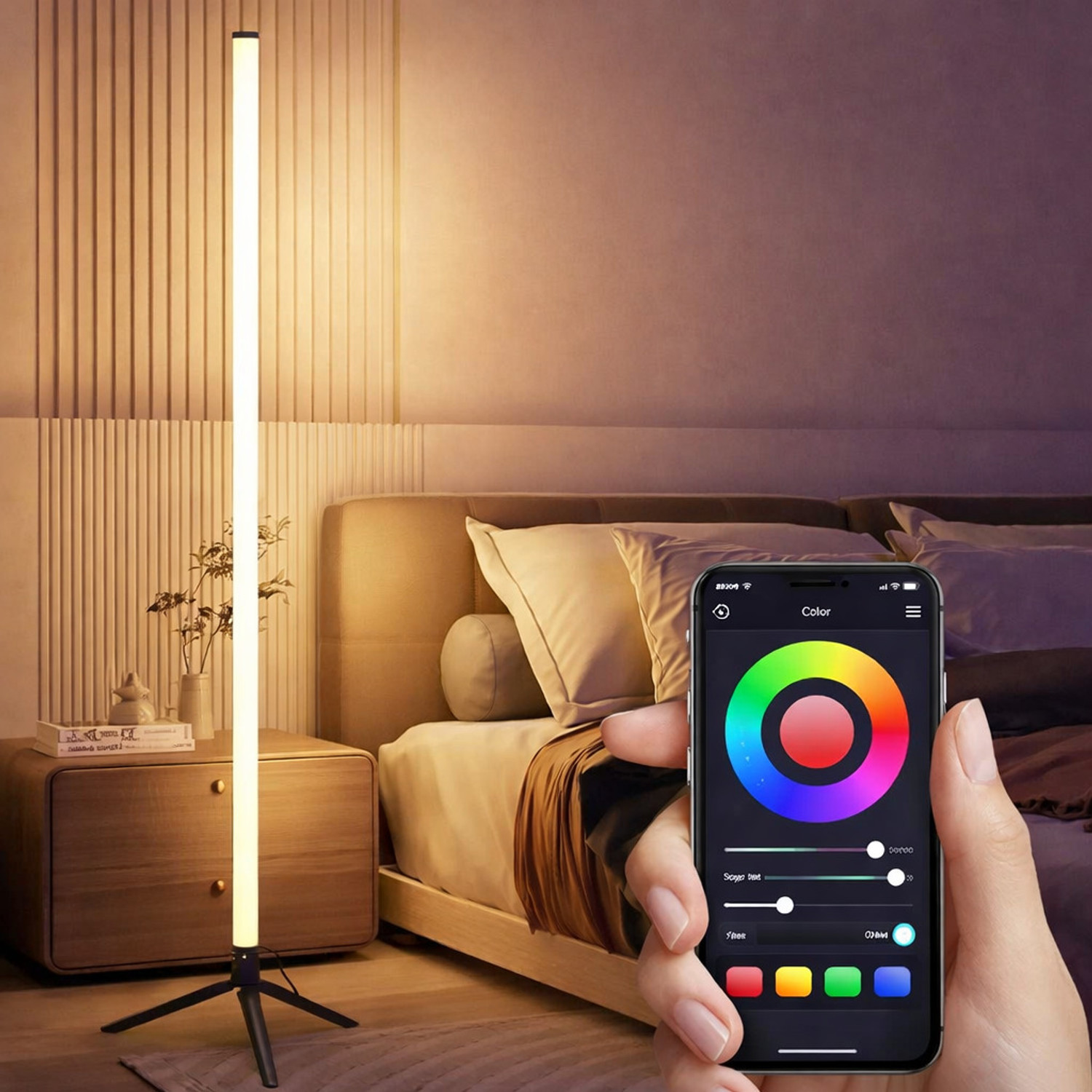 Image of Relikore Vectra LED Floor Ambient Lamp | 60 LEDs | iOS & Android App Control | IR Remote Smart Tube Light