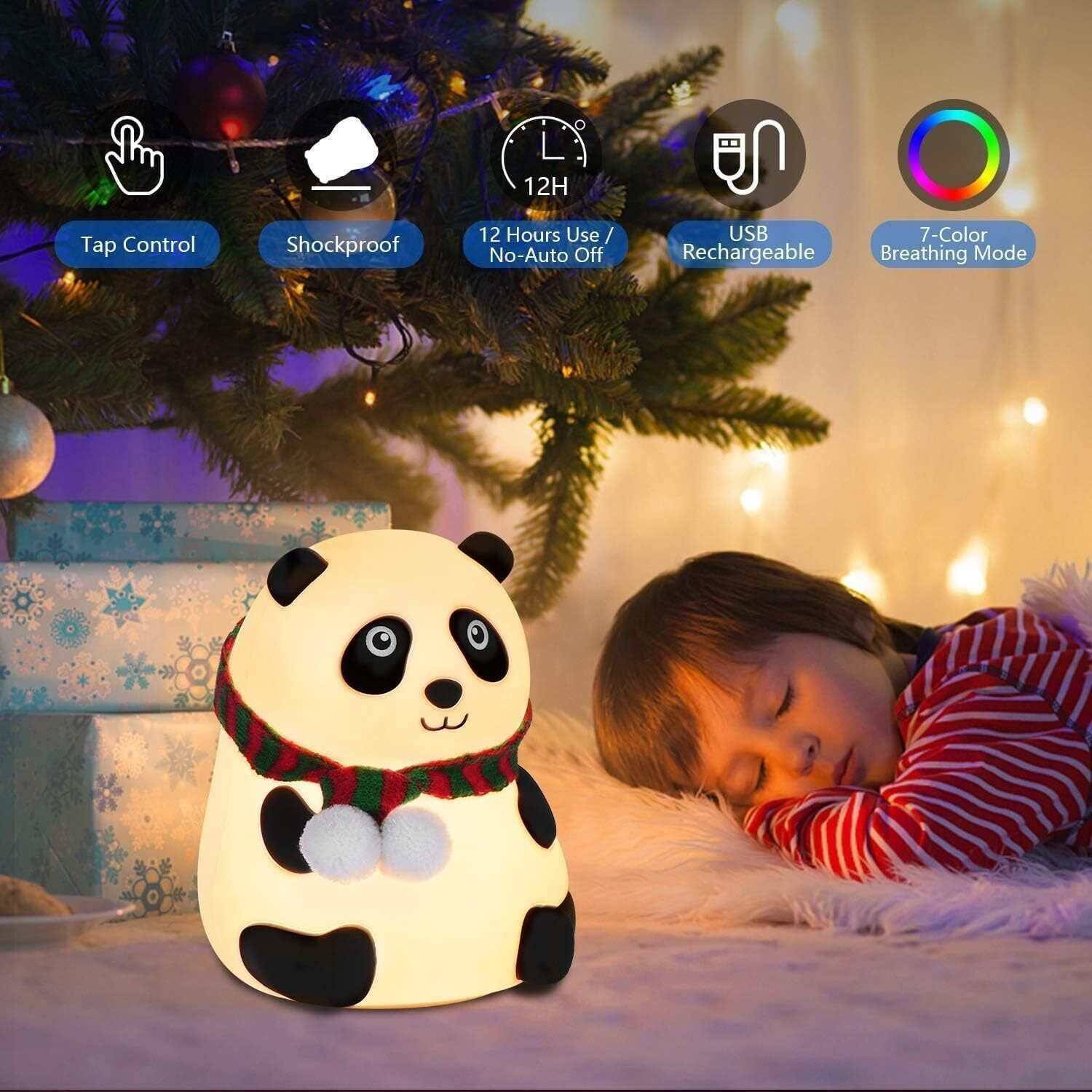 Image of FINARO new Cute Panda toy 7 Color Changing Animal Night Light For Kids Bedroom - 15 cm