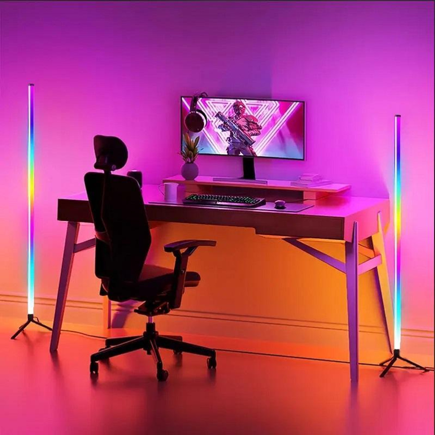 Image of Relikore Vectra LED Floor Ambient Lamp | 60 LEDs | iOS & Android App Control | IR Remote Smart Tube Light