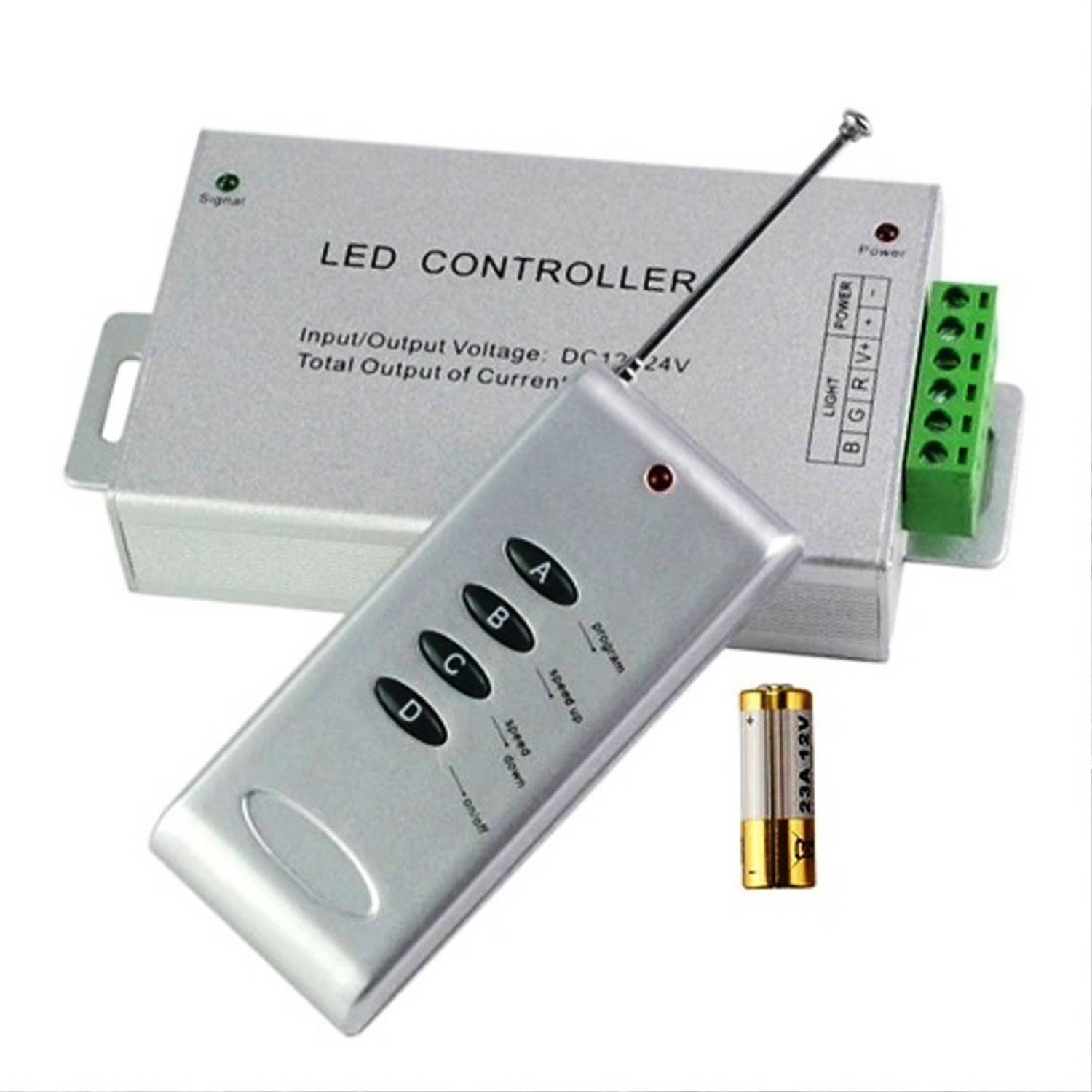 BALRAMA Aluminum Case RGB Strip Light LED Pixel Controller DC 12-24V Wireless RF Remote 10 A Four Way Electrical Switch