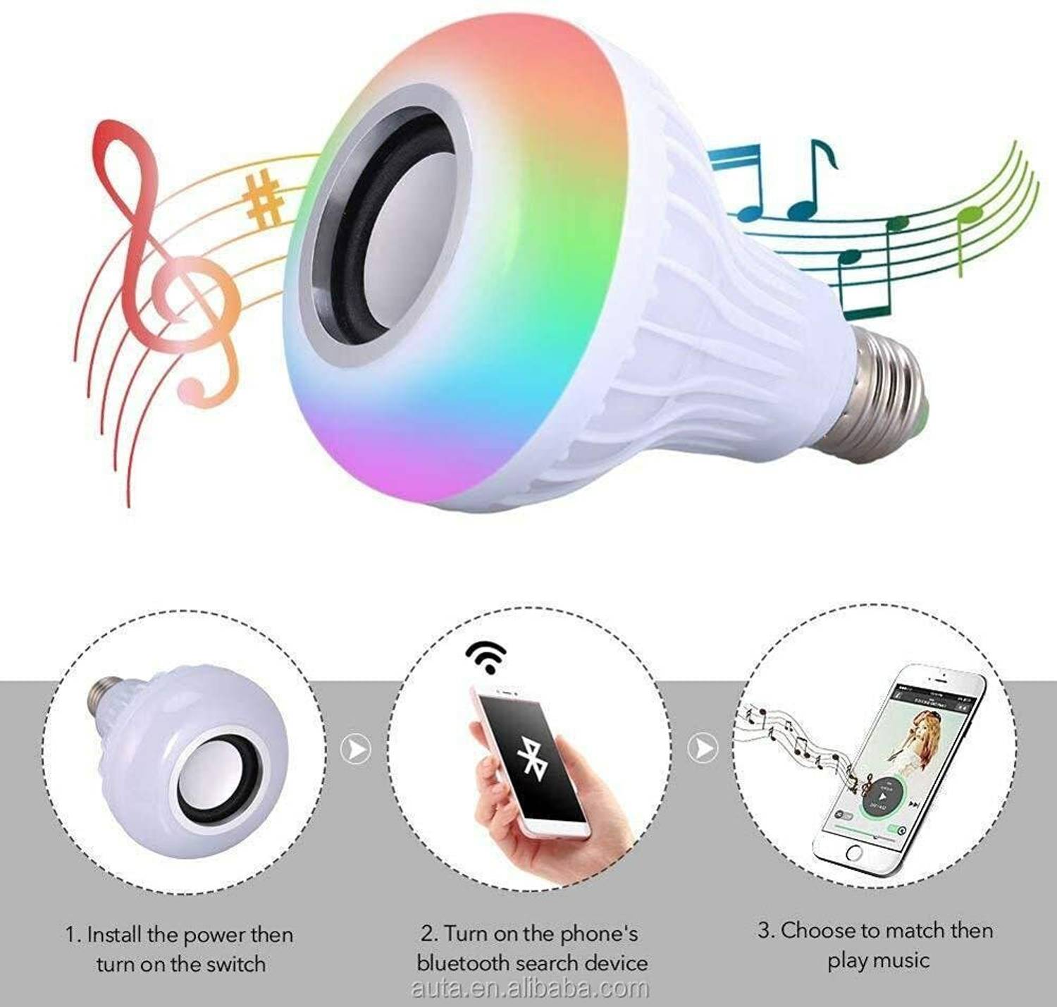 ArcKG 18 Colour Changing Smart Led Music Bulb Remote Controller B