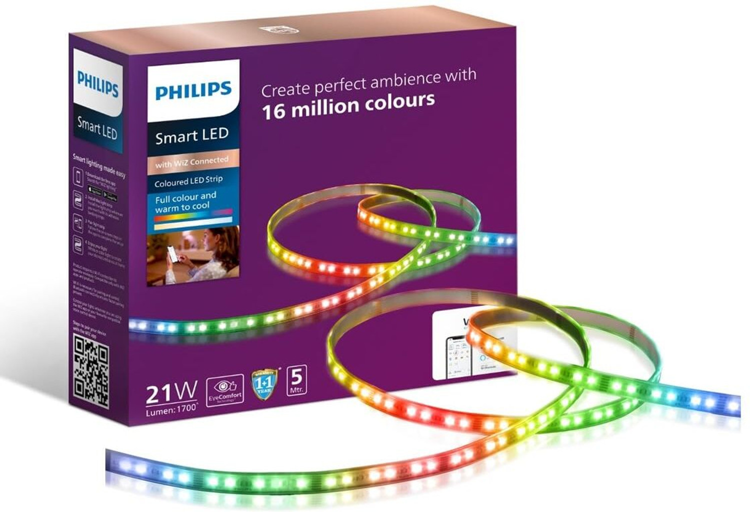 Image of PHILIPS 5 Meter Wi-Fi Smart LED Strip with Music Sync, Voice Control & Dimmable feature Light Strip