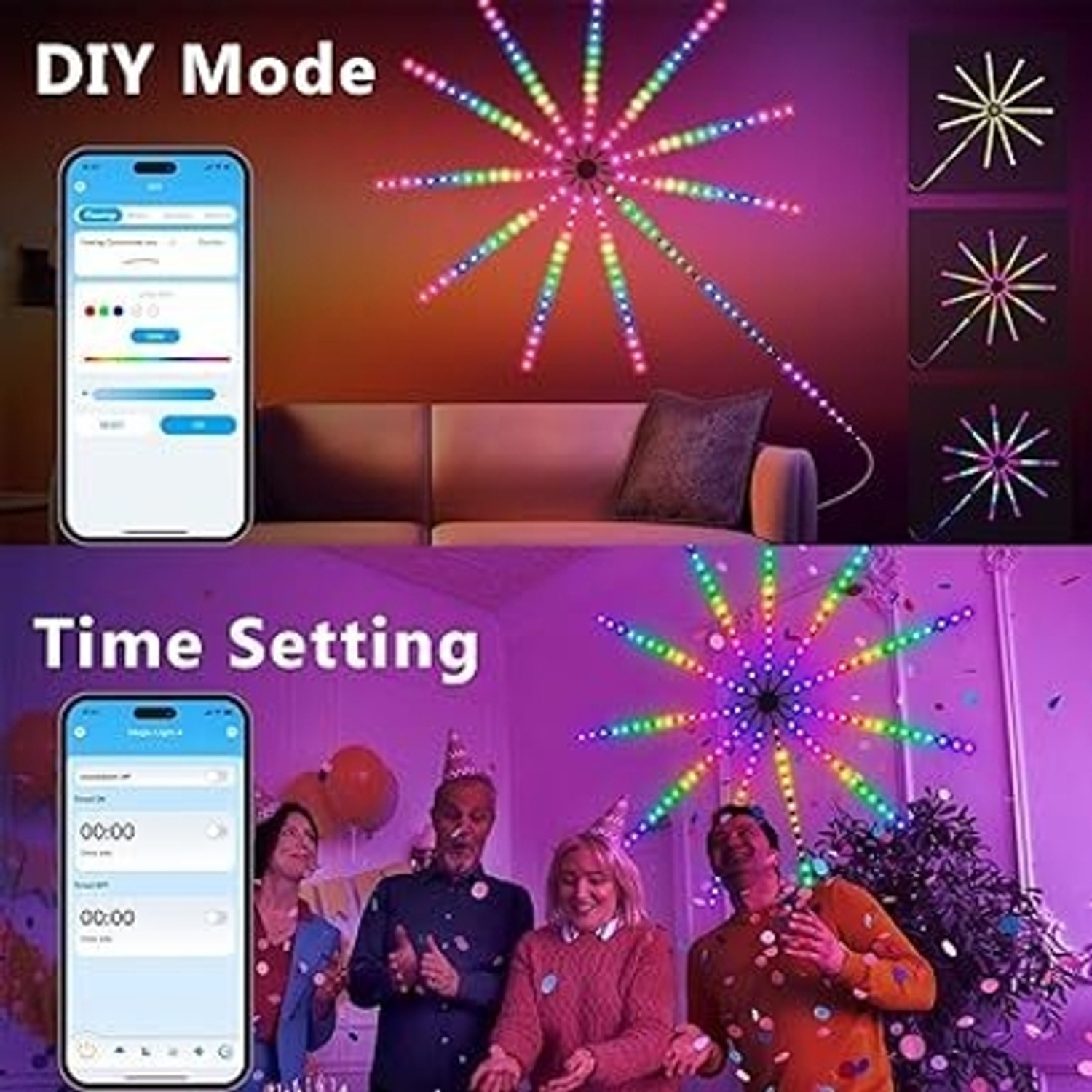 Image of SOS Smart Firework LED Strip Lights with RGB Colors & Music Sync, USB Powered (5V) Light Strip