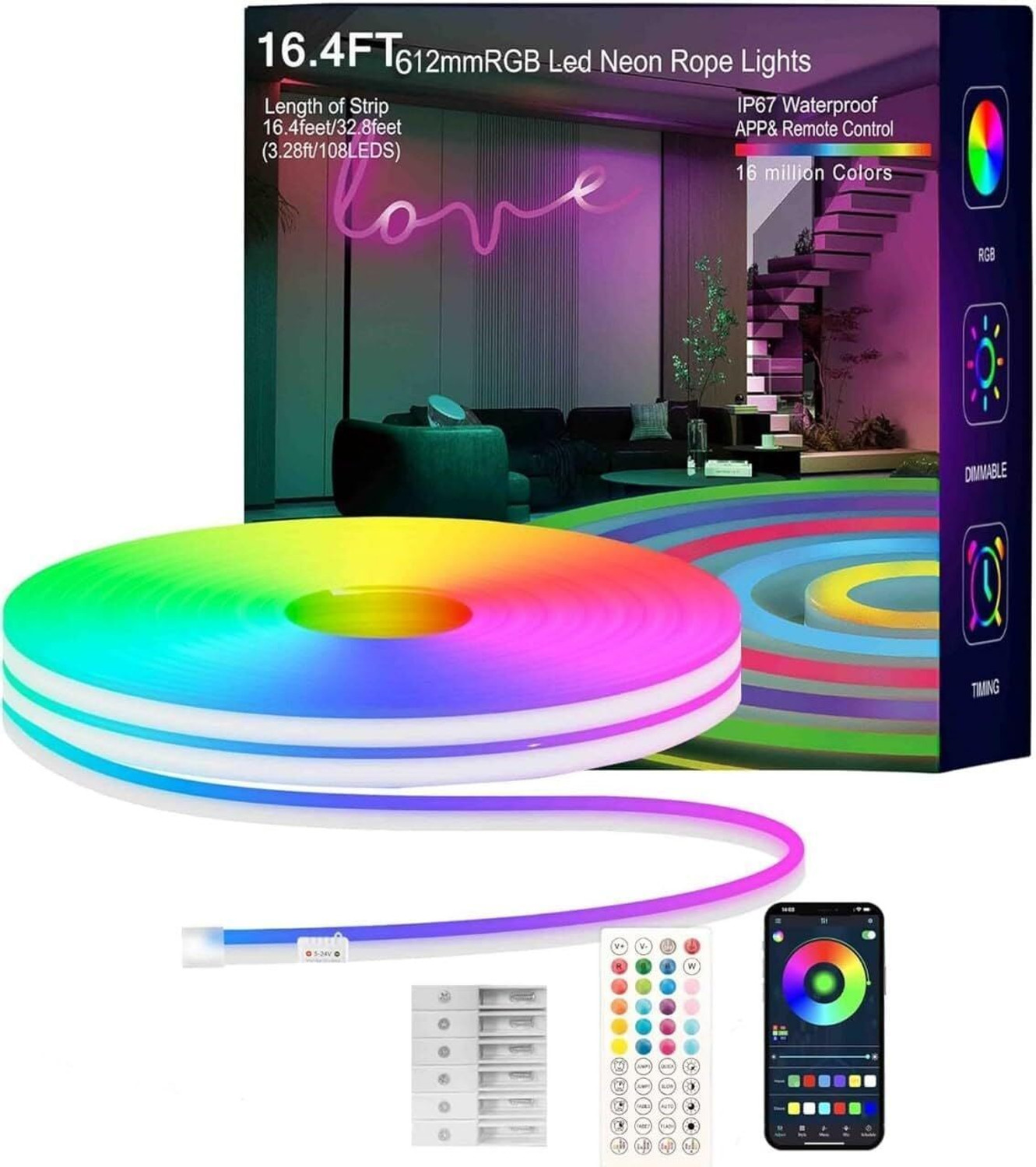 Image of JOYGESTURE Neon Rope Lights | RGB LED Strip Lights | App Control Smart Neon Strip Lights Light Strip