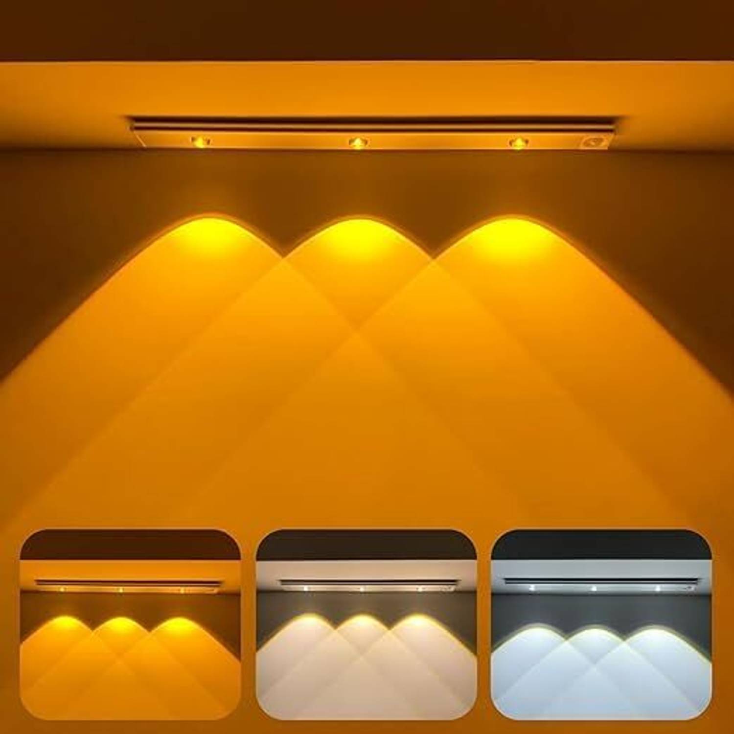 HRK Enterprise LED Closet Light, Motion Sensor Under Cabinet Lights, 3 Colors Ceiling Lamp