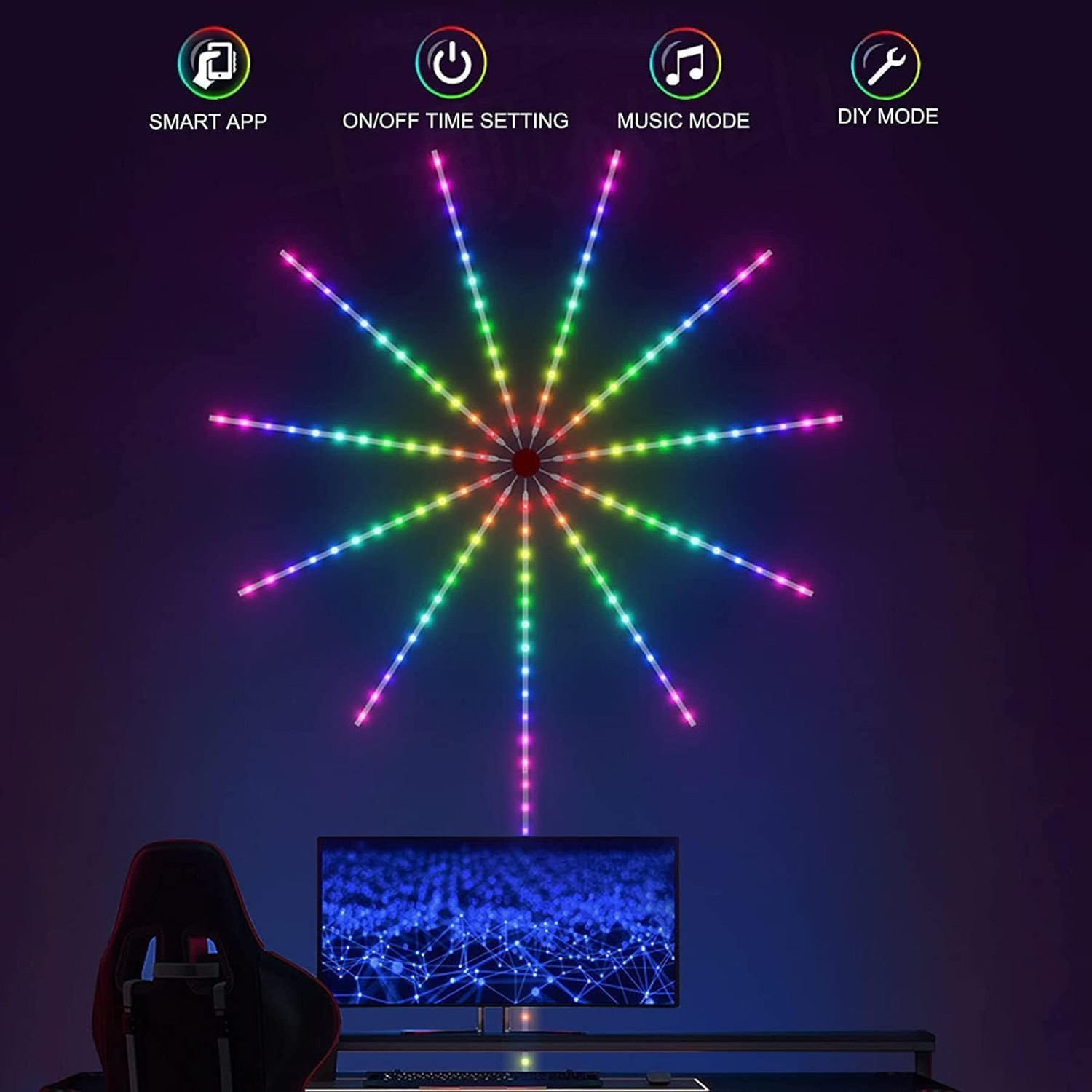 Image of SellRider Multi color changing Smart App Remote Control Firework Music /Mic Sync Light Strip