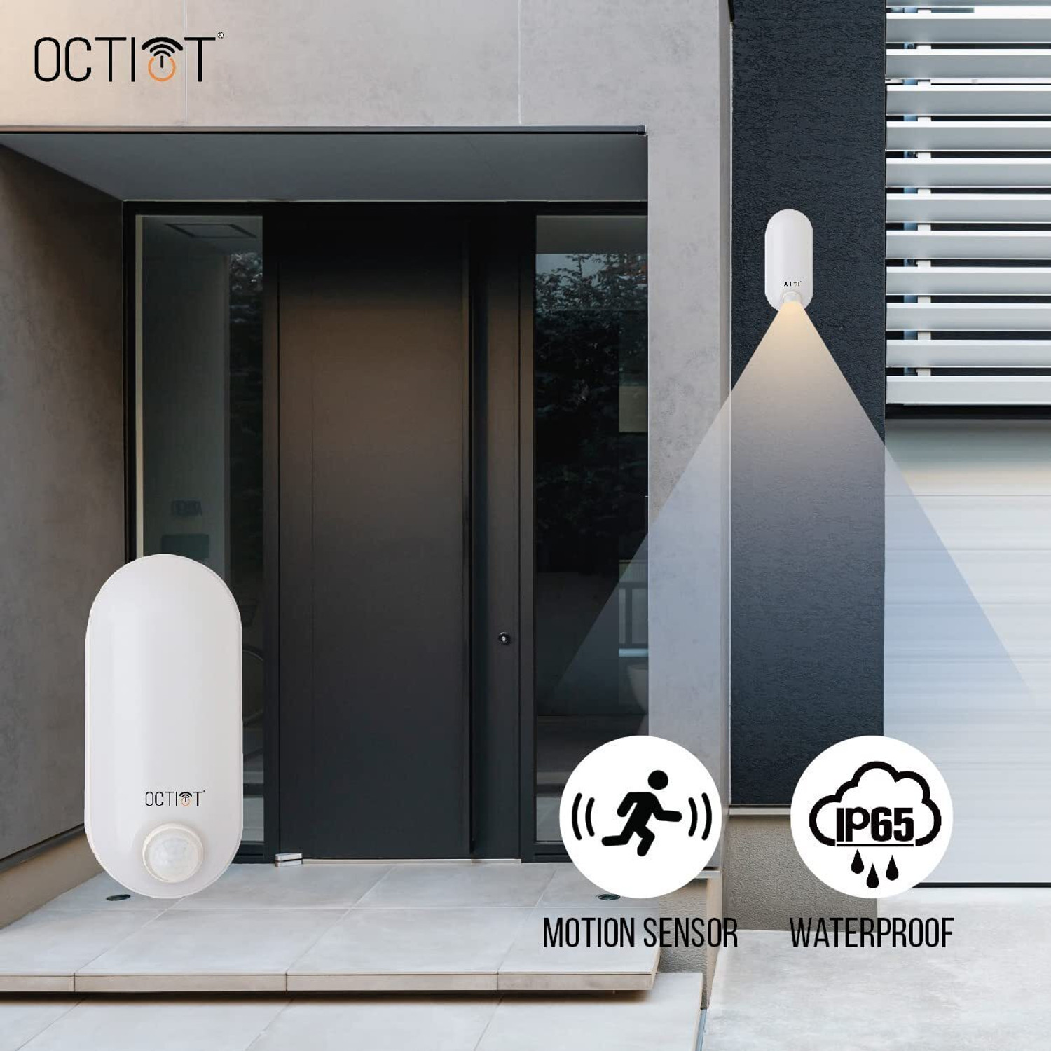 Image of OCTIOT OCT-XLUO Motion Sensor Light Outdoor IP65 12W PIR Sensor Bulkhead Light, 6500K Smart Sensor Light