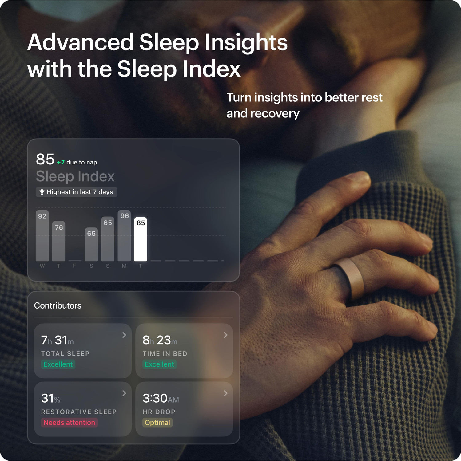 Image of Ultrahuman Ring AIR Track Sleep, Workouts, HR, HRV, Health Tracker - Up to 6 Days Battery Smart Ring (8, Brushed Rose Brown, Black)