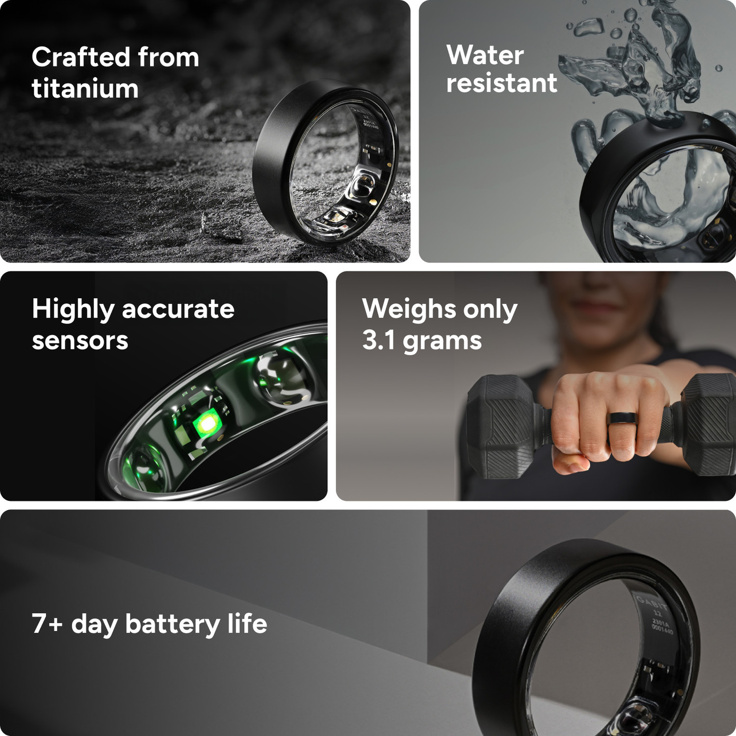 Image of Gabit Smart Ring, 7-10 Days Battery - Track Steps, VO2 Max, Recovery, Calorie Counter Smart Ring