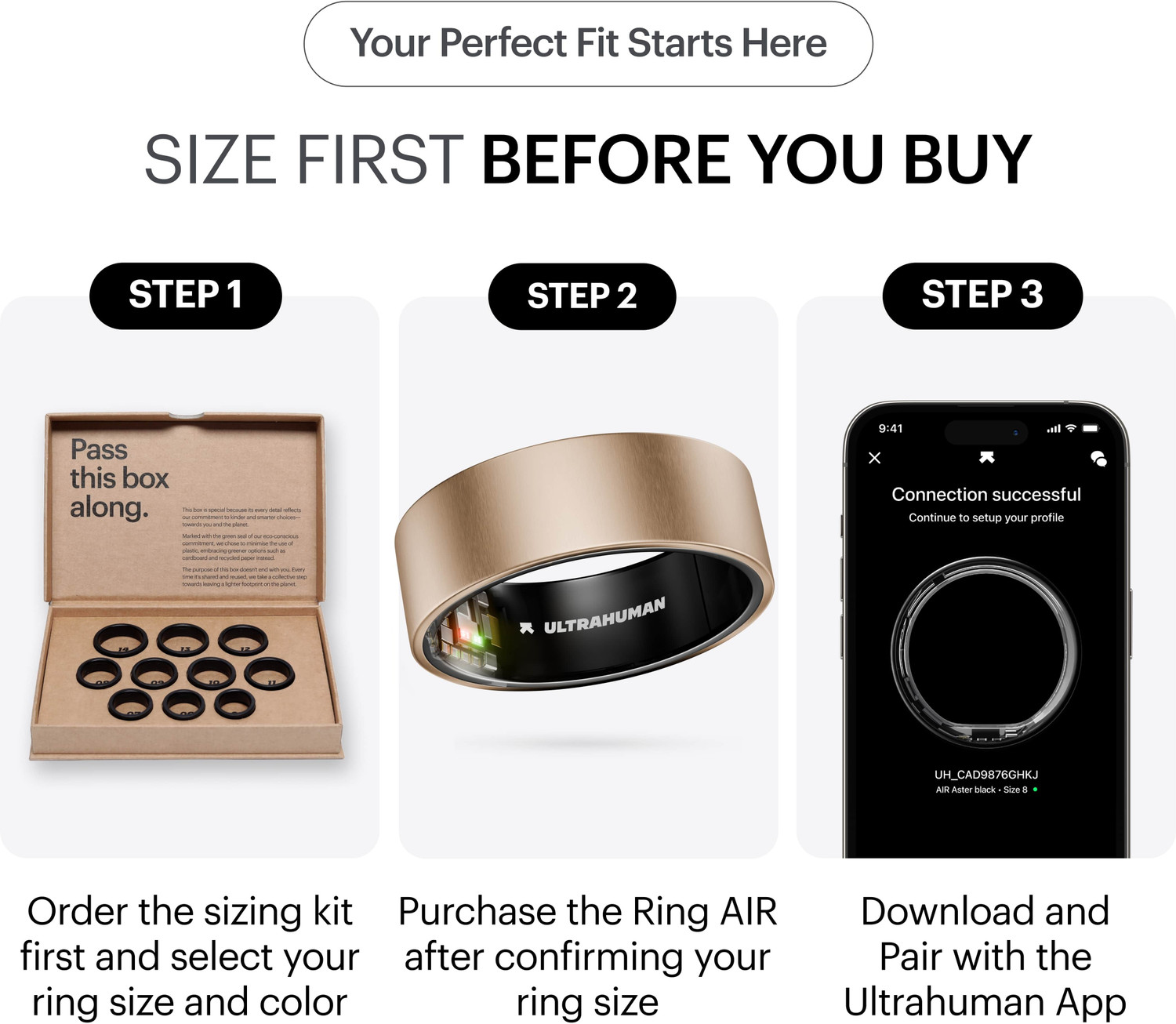 Image of Ultrahuman Ring AIR Track Sleep, Workouts, HR, HRV, Health Tracker - Up to 6 Days Battery Smart Ring (8, Brushed Rose Brown, Black)