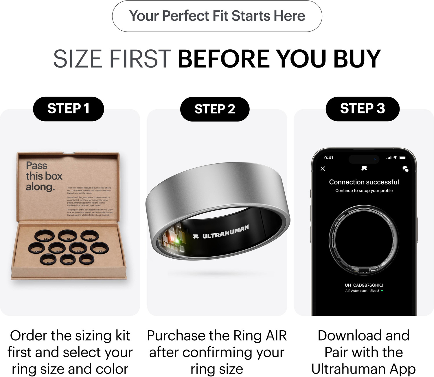 Image of Ultrahuman Ring AIR Track Sleep, Workouts, HR, HRV, Health Tracker - Up to 6 Days Battery Smart Ring (11, Raw Titanium)