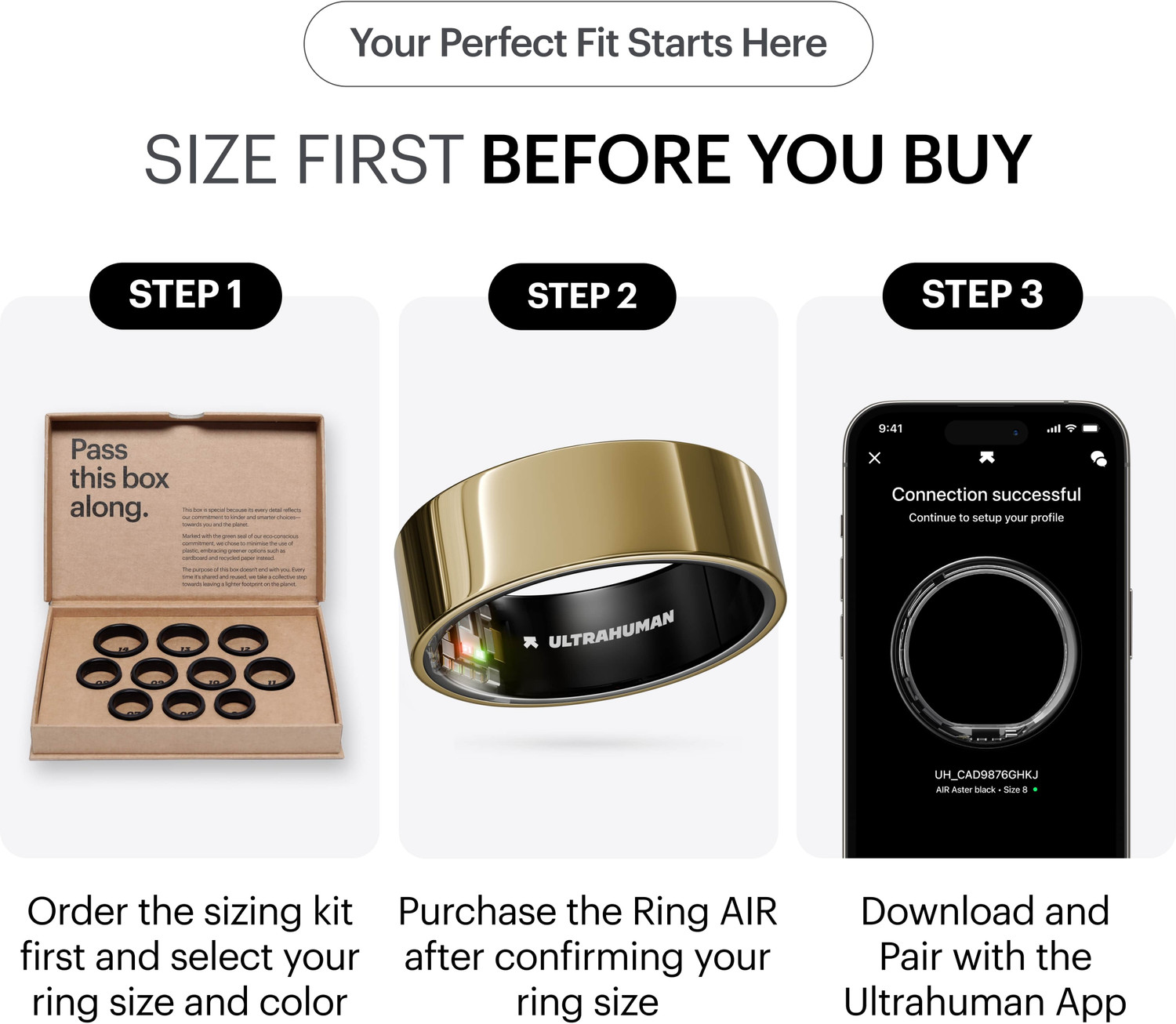 Image of Ultrahuman Ring AIR Track Sleep, Workouts, HR, HRV, Health Tracker - Up to 6 Days Battery Smart Ring (11, Air Gold)